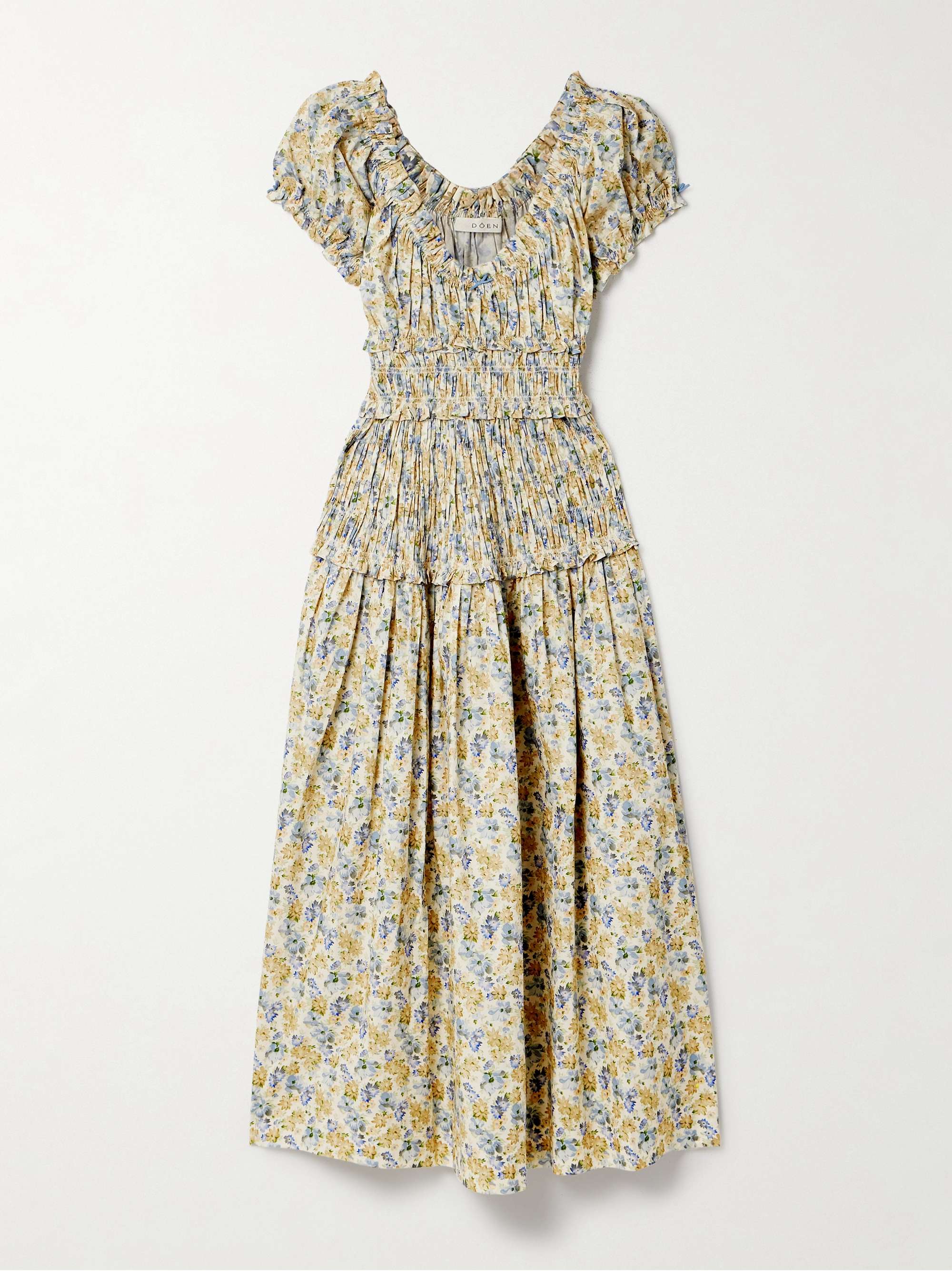 Leanne shirred floral-print cotton-voile midi dress hero visual