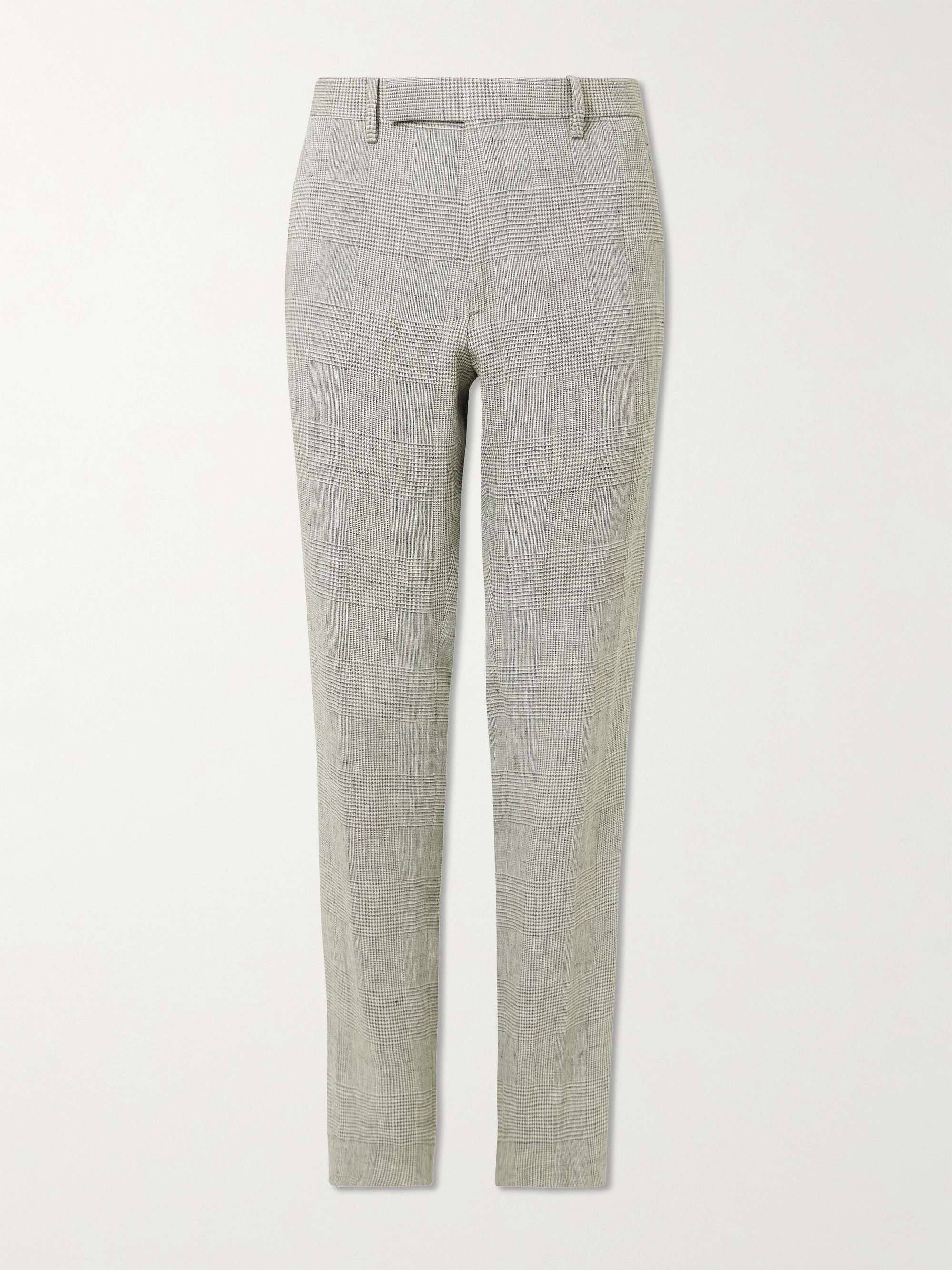 Phillip Straight-Leg Prince of Wales Checked Linen Suit Trousers hero visual