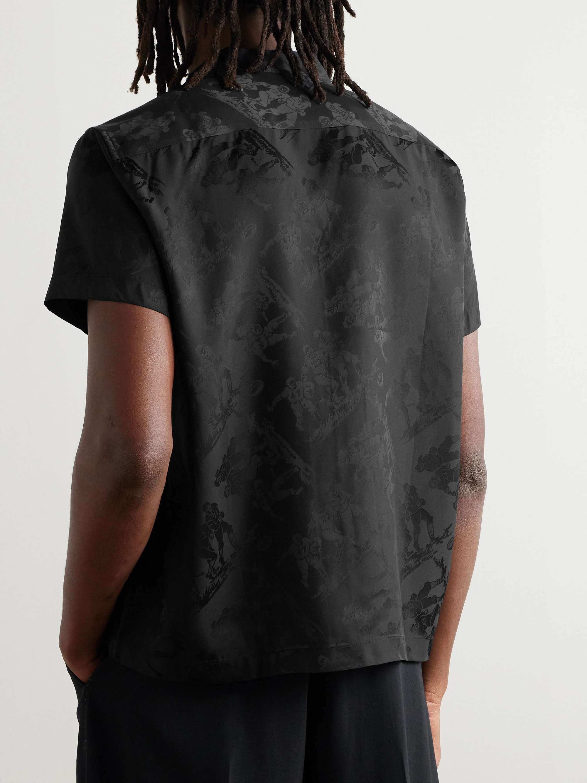 Camp-Collar Satin-Jacquard Shirt view