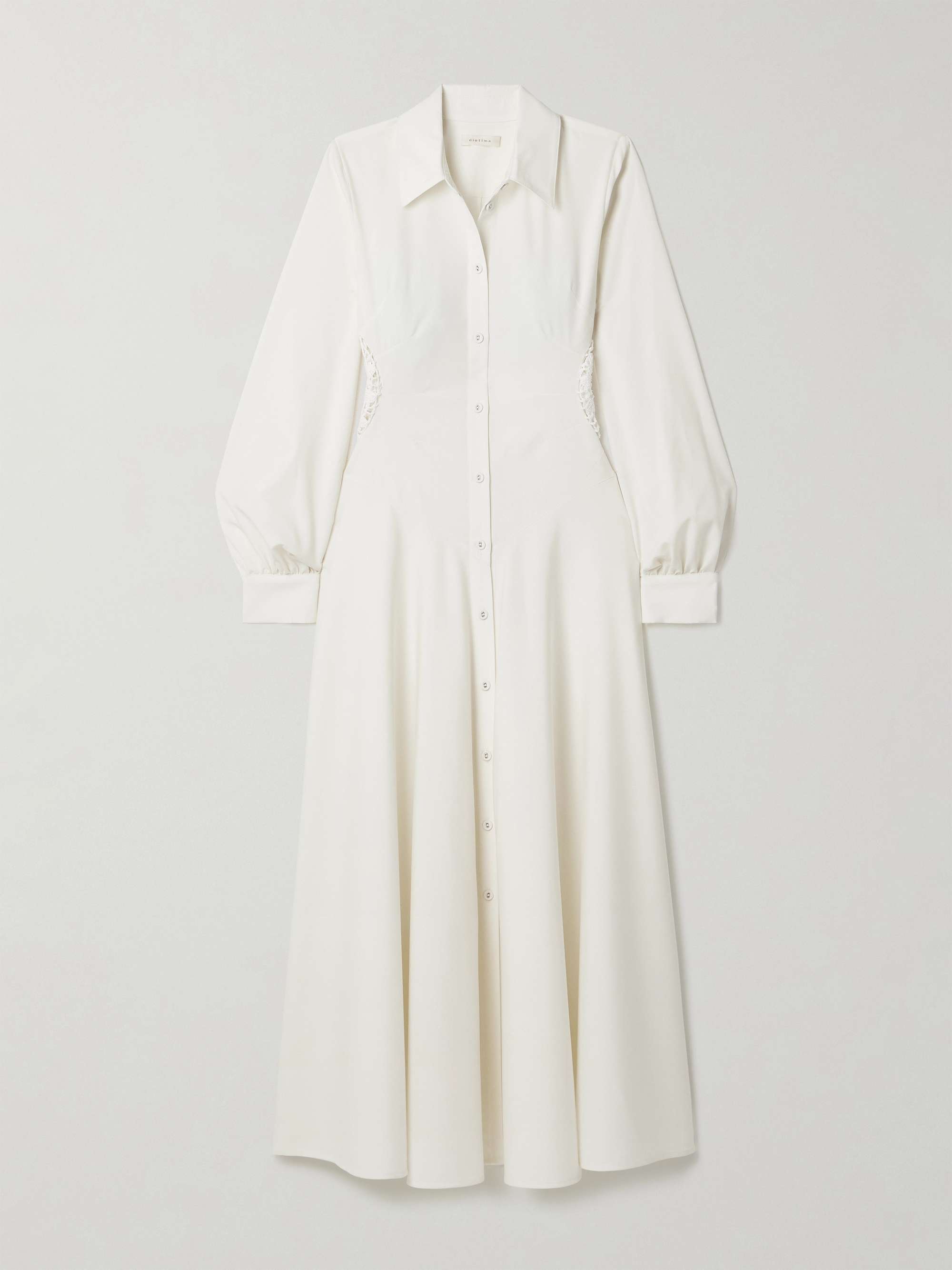 Lewis crocheted cotton-trimmed wool maxi shirt dress hero visual