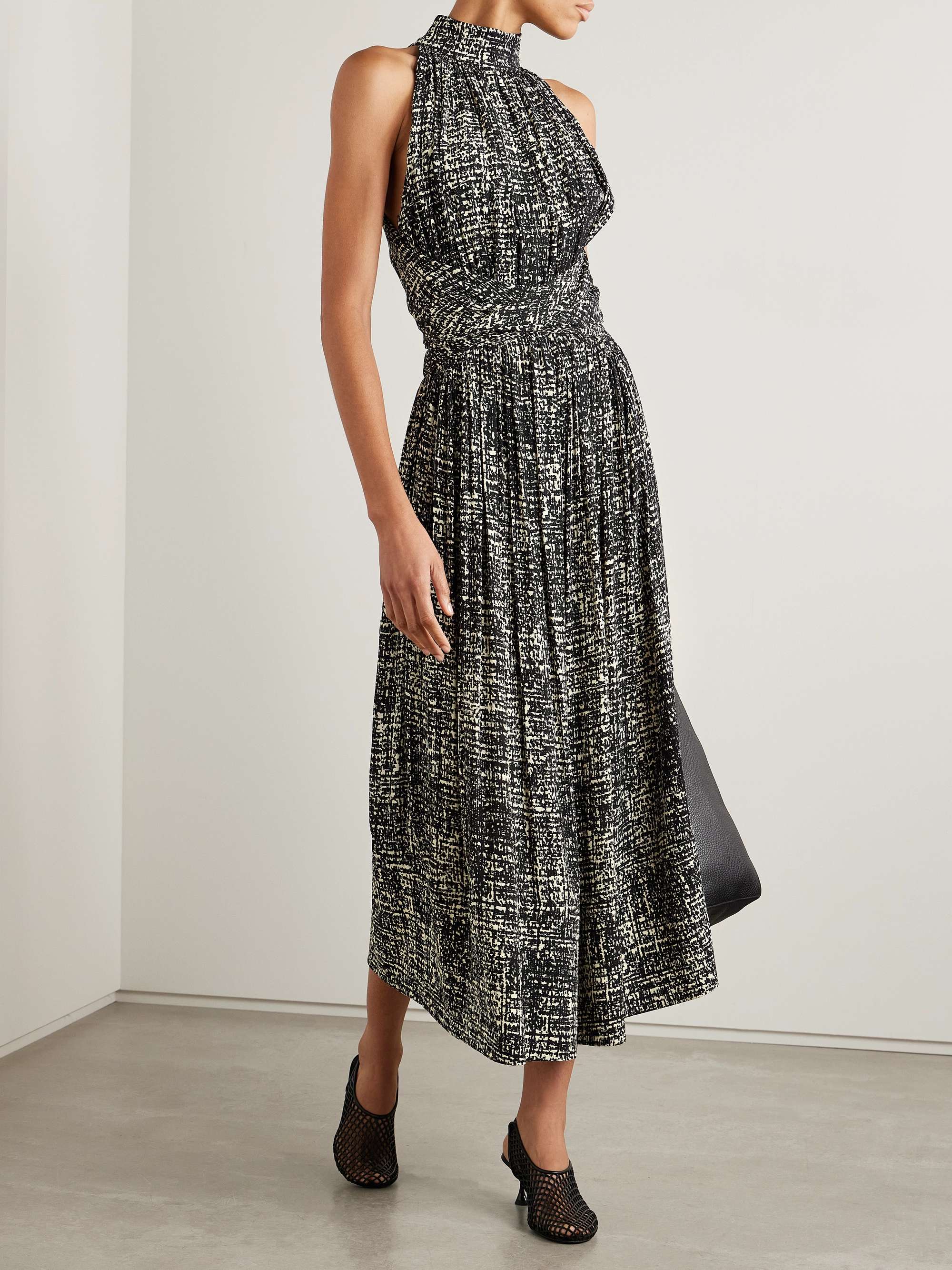 Lola twist-front pleated printed crepe maxi dress view