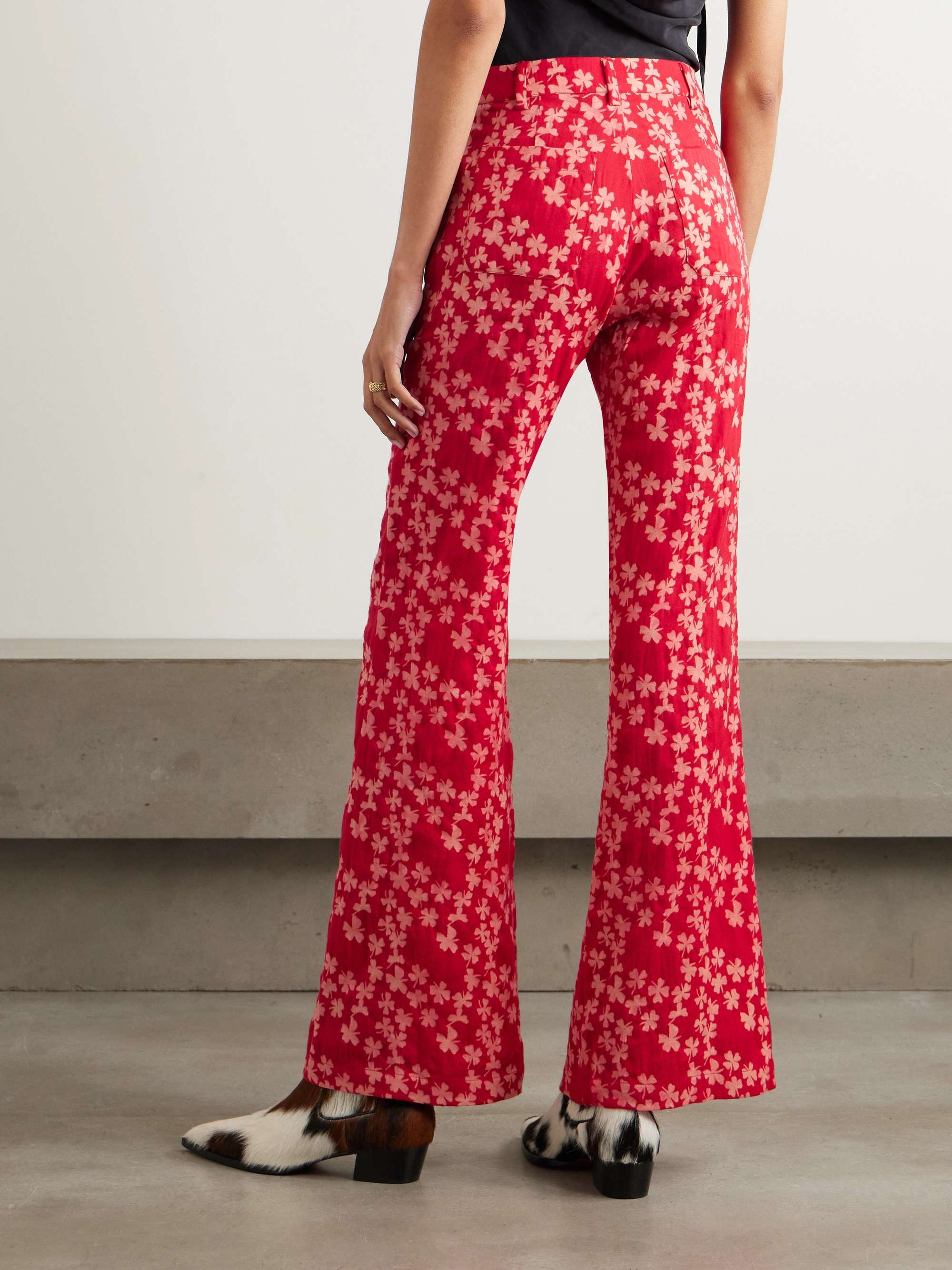 Bunny printed wool-jacquard flared pants view