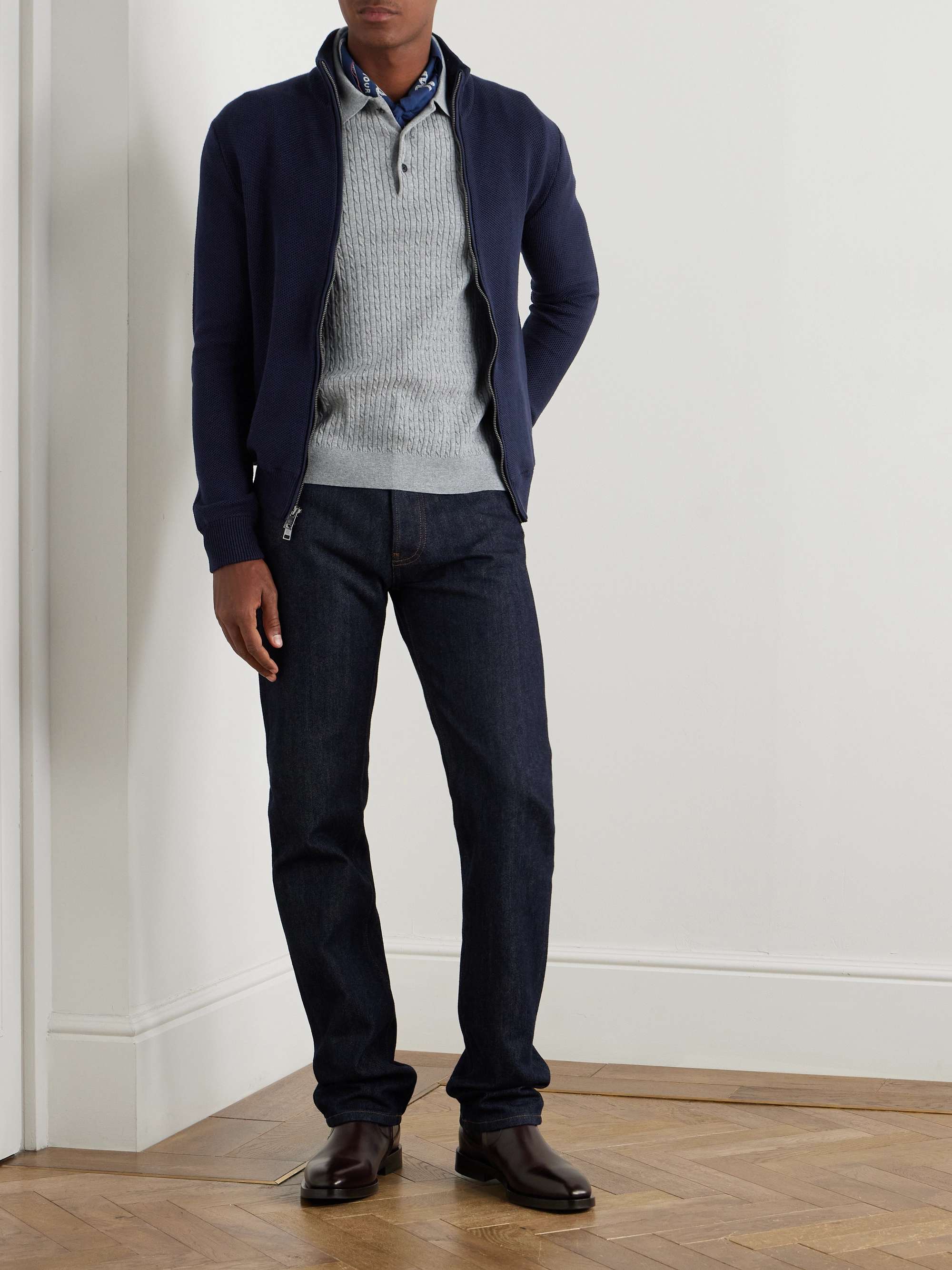 Silk and Cotton-Blend Zip-Up Cardigan view