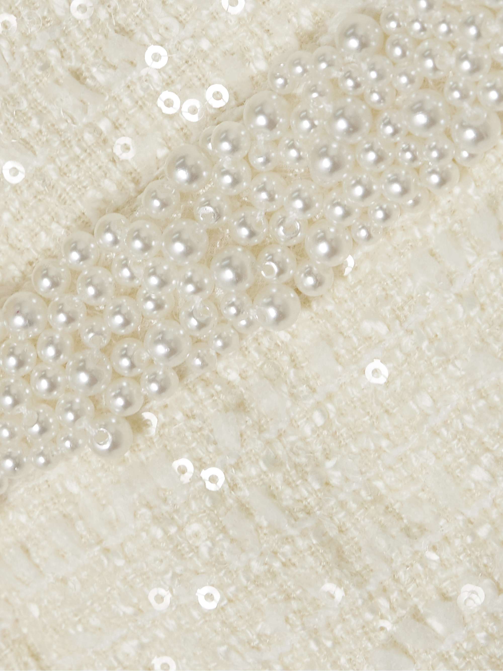 Cropped faux pearl-embellished sequined tweed jacket view