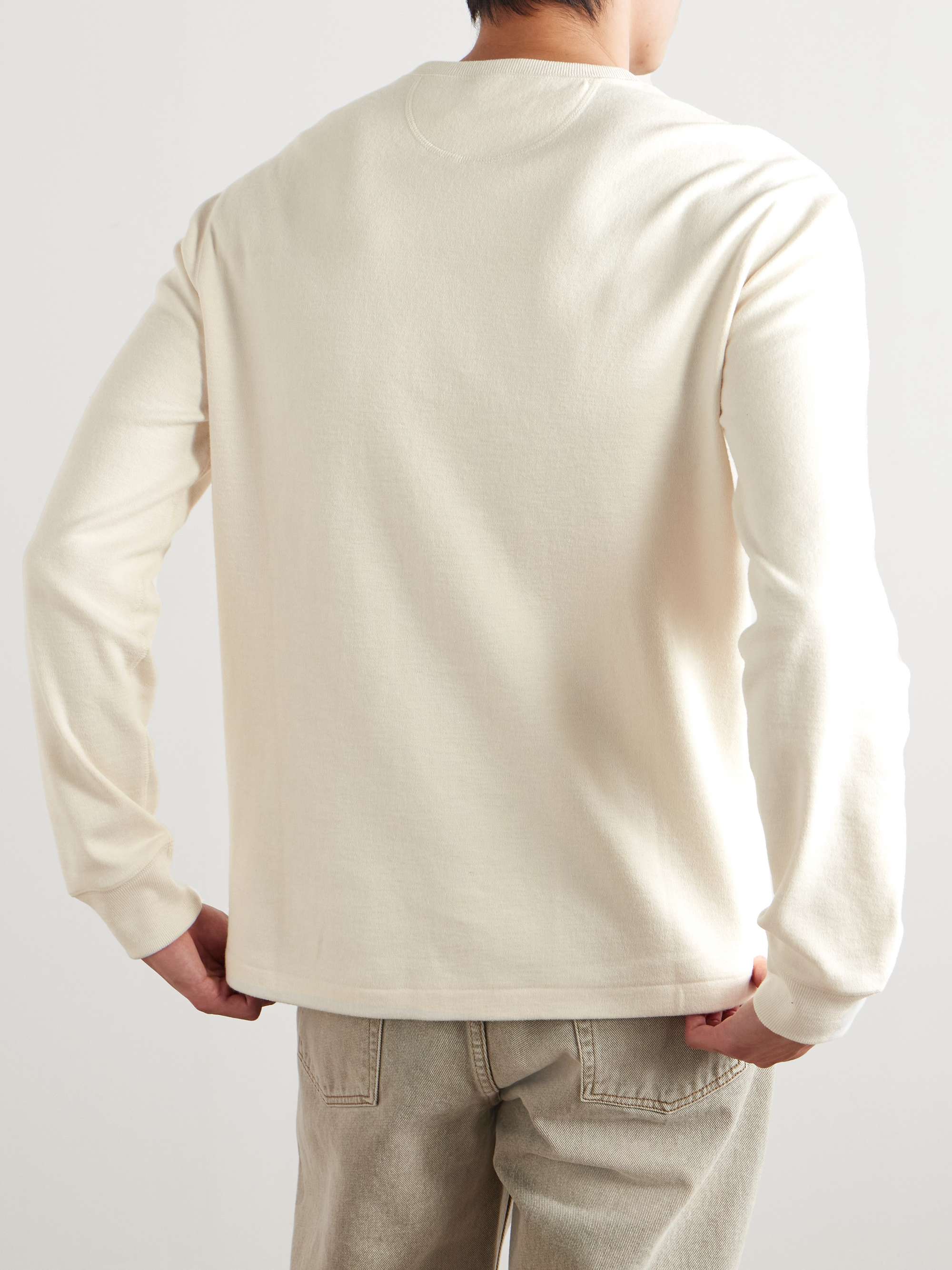 Logo-Appliquéd Brushed-Cotton Henley T-shirt view