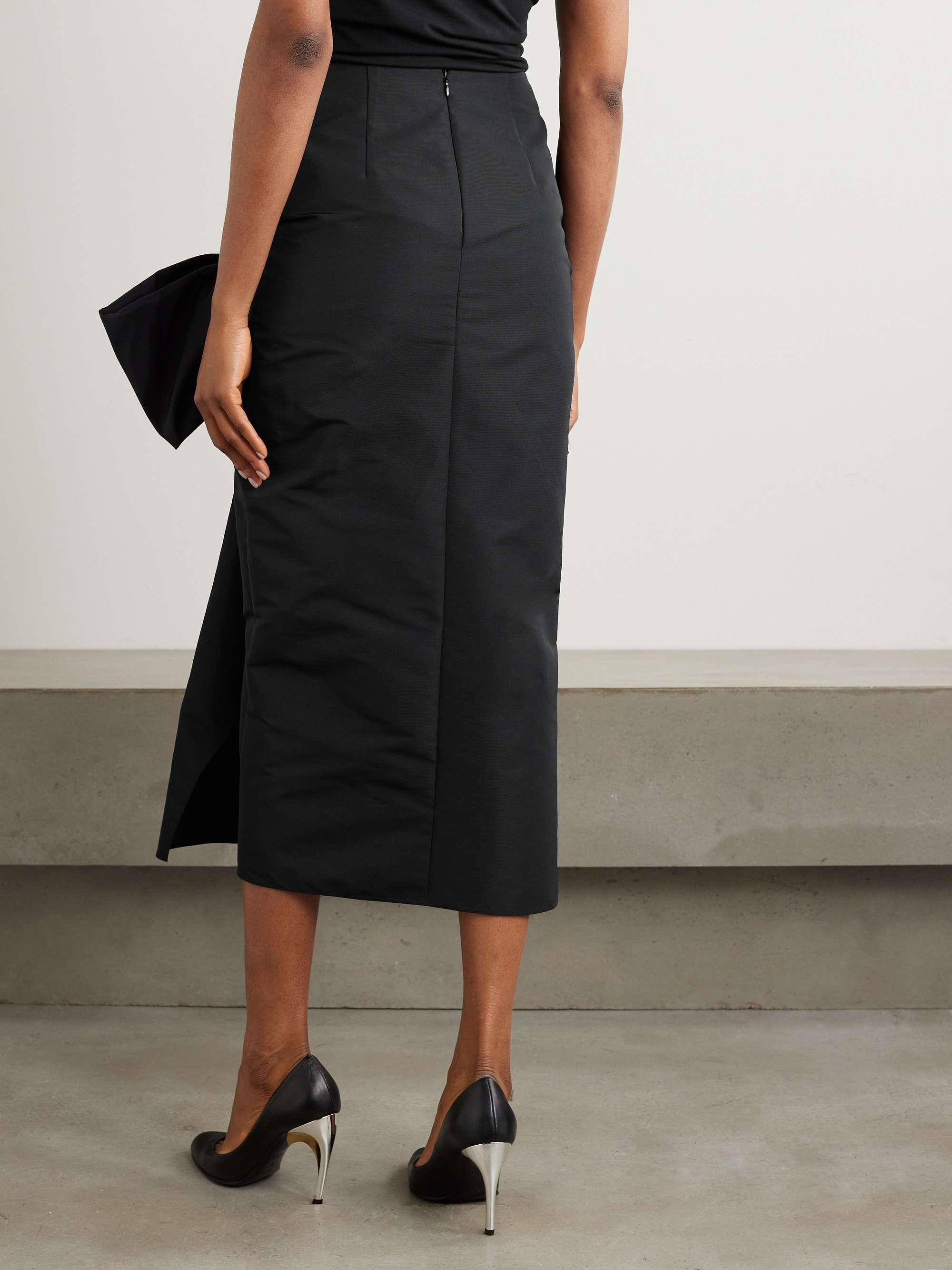 Bow-embellished taffeta midi skirt view