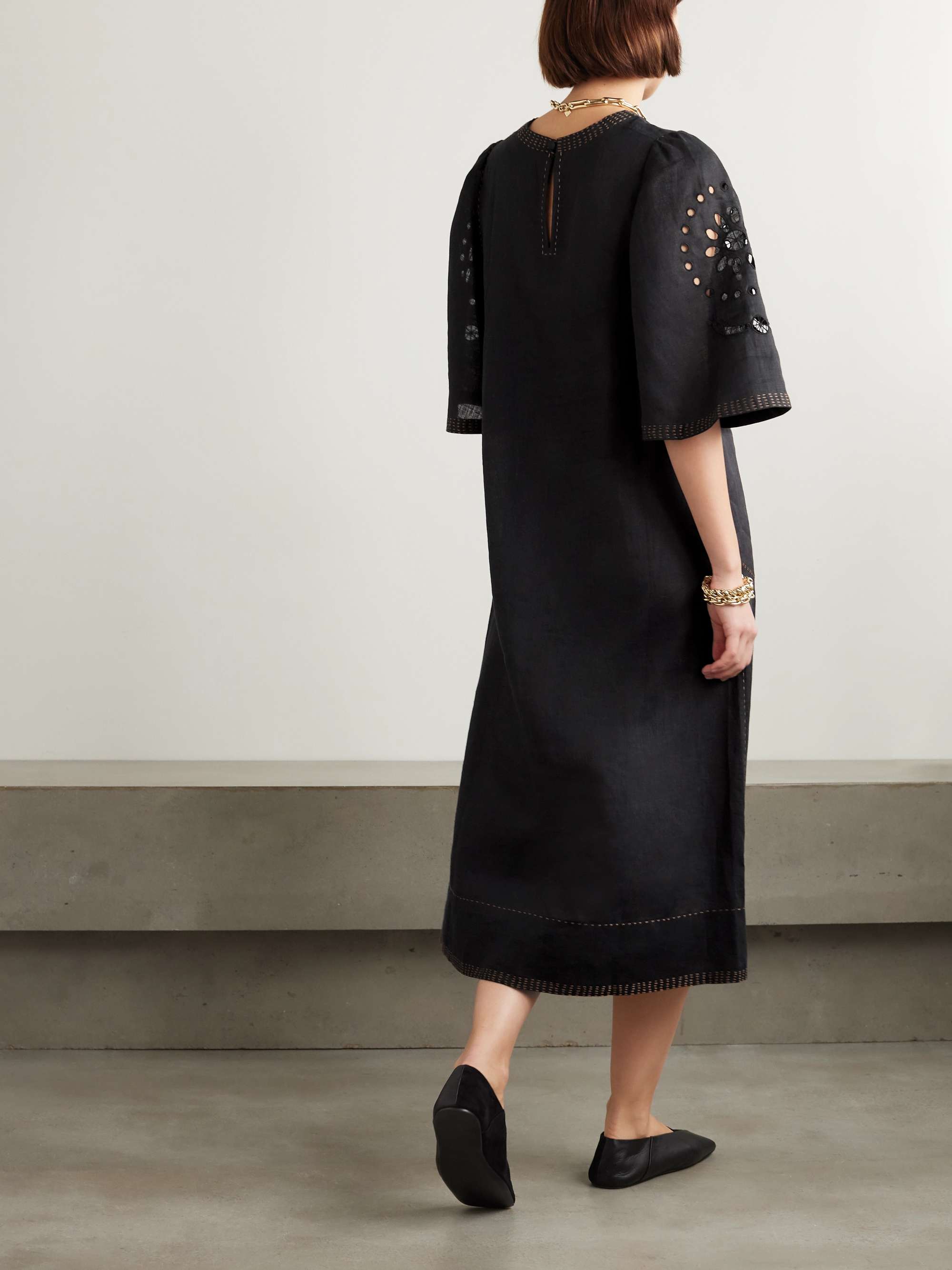 Mia broderie anglaise linen midi dress view