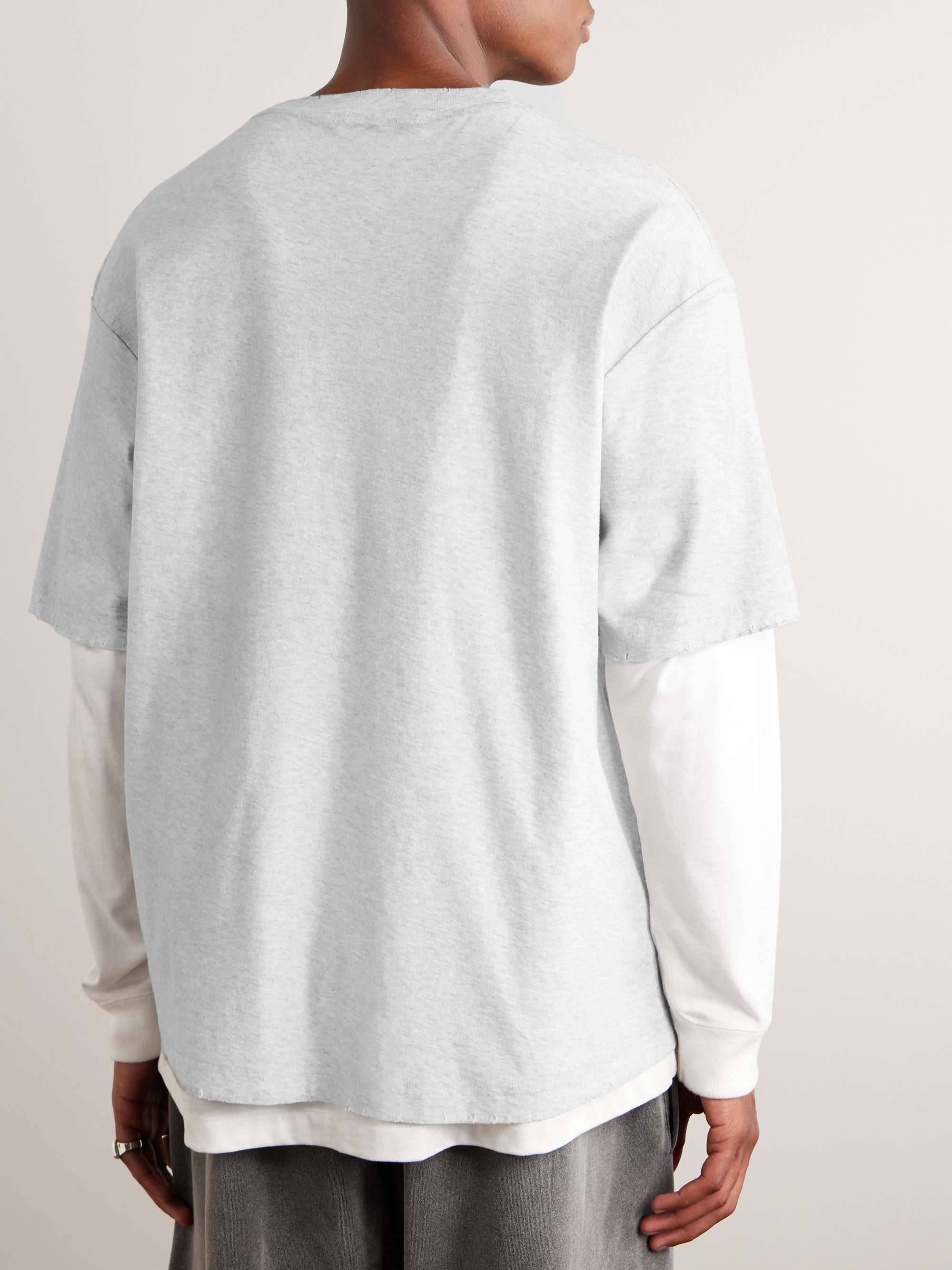 Exford Distressed Logo-Print Organic Cotton-Jersey T-Shirt view