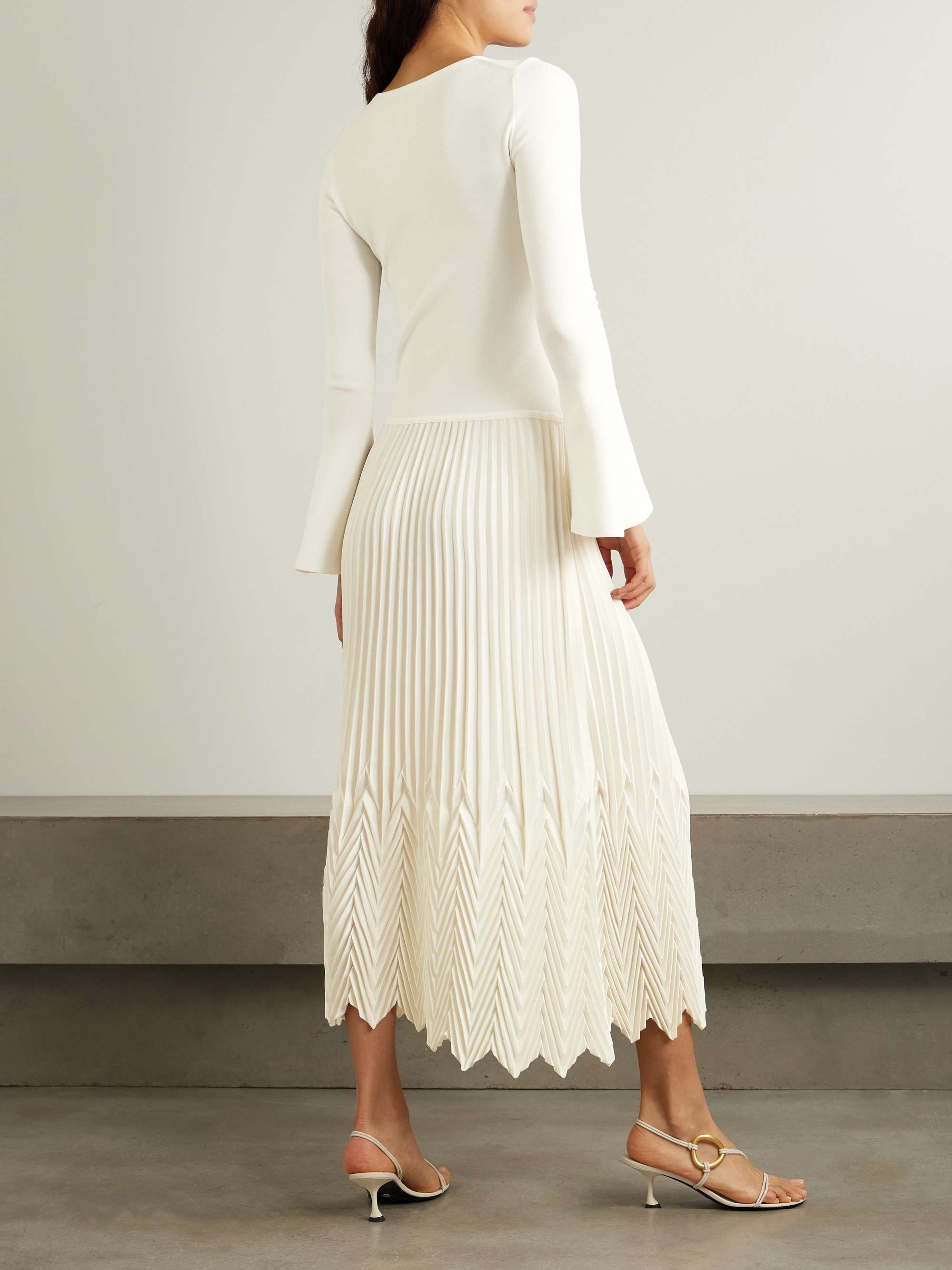 Damoni jersey and plissé-satin midi dress view