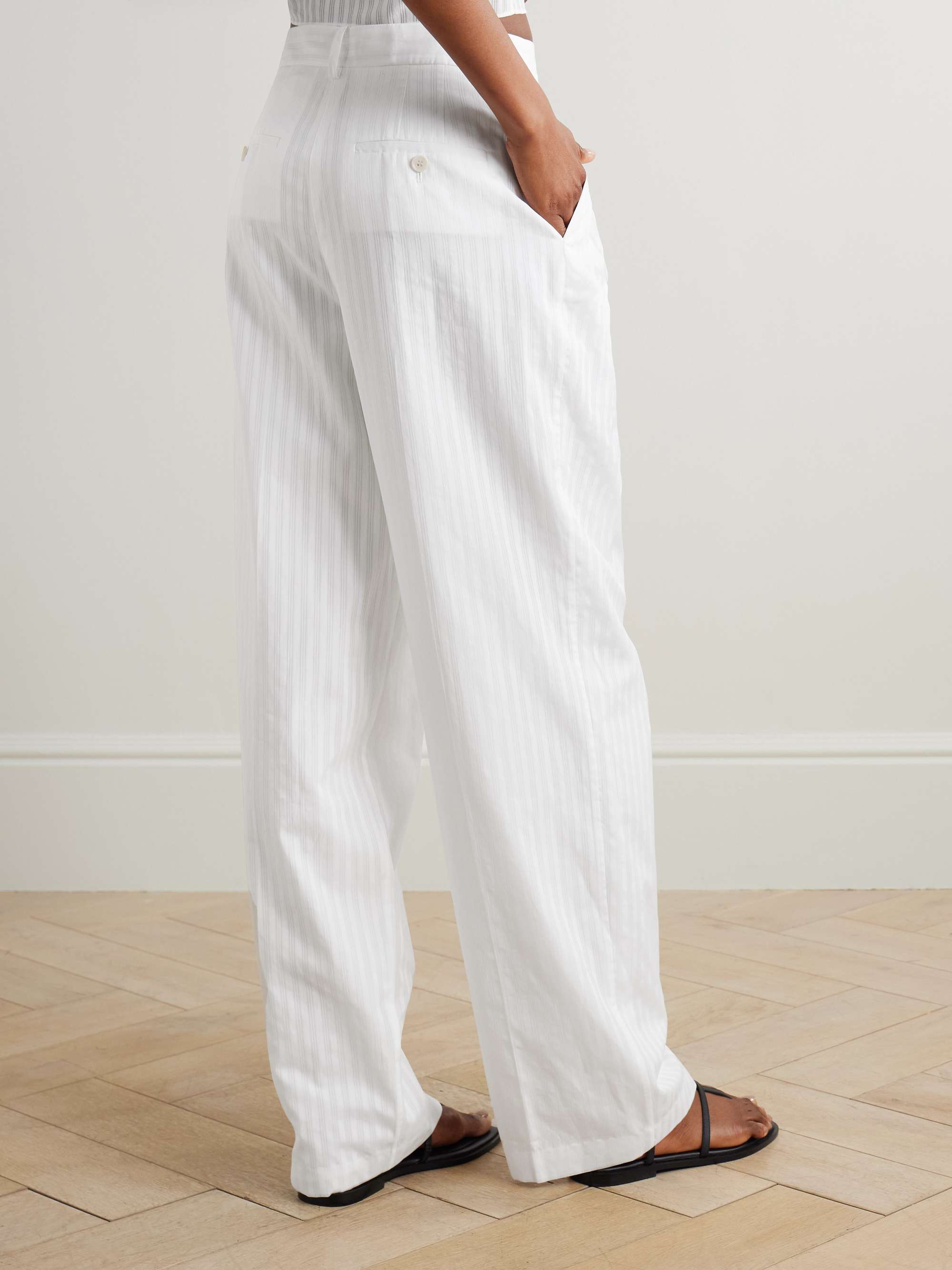 Pleated cotton-jacquard wide-leg pants view
