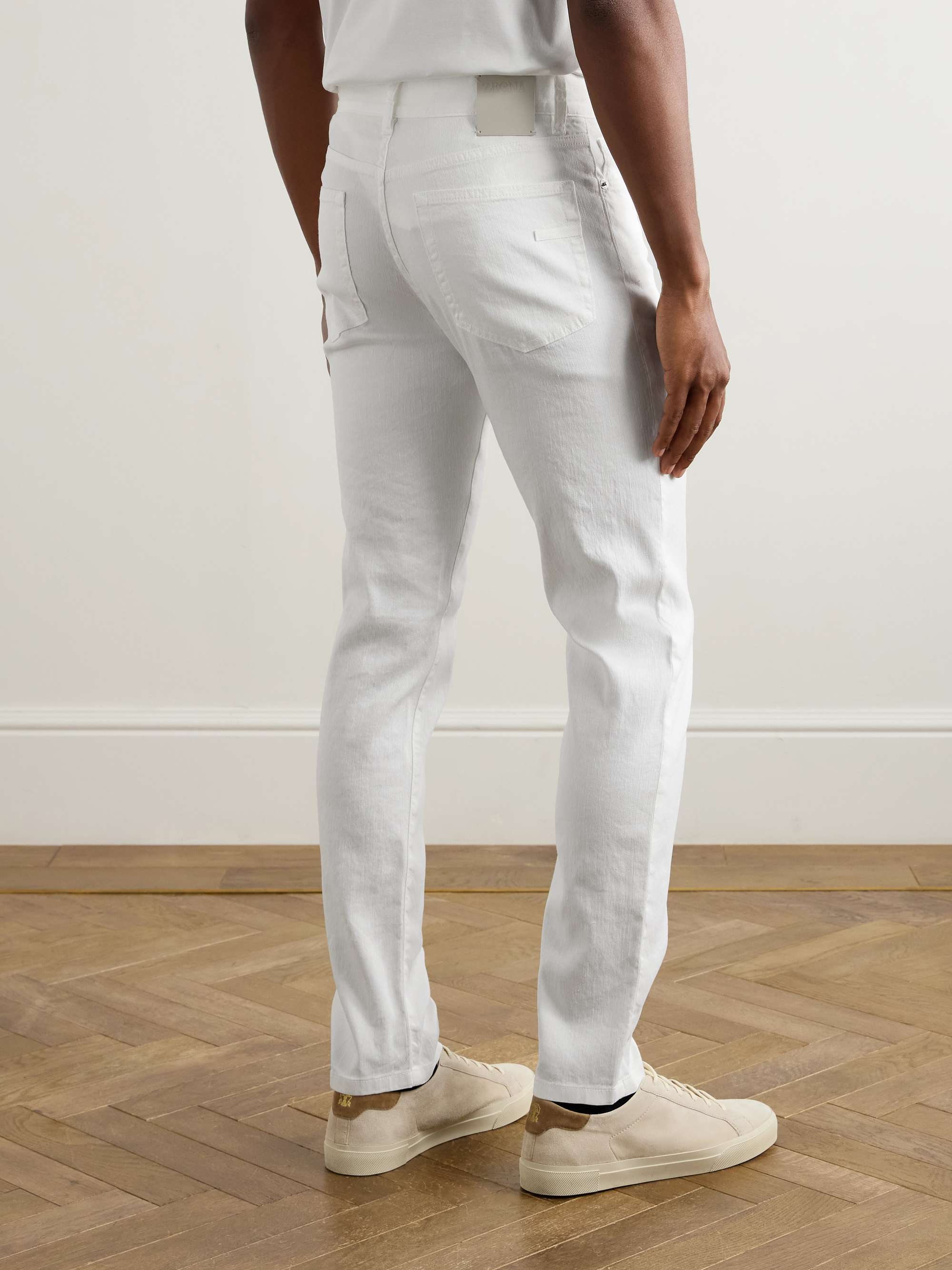 Roccia Slim-Fit Straight-Leg Garment-Dyed Linen-Blend Trousers view
