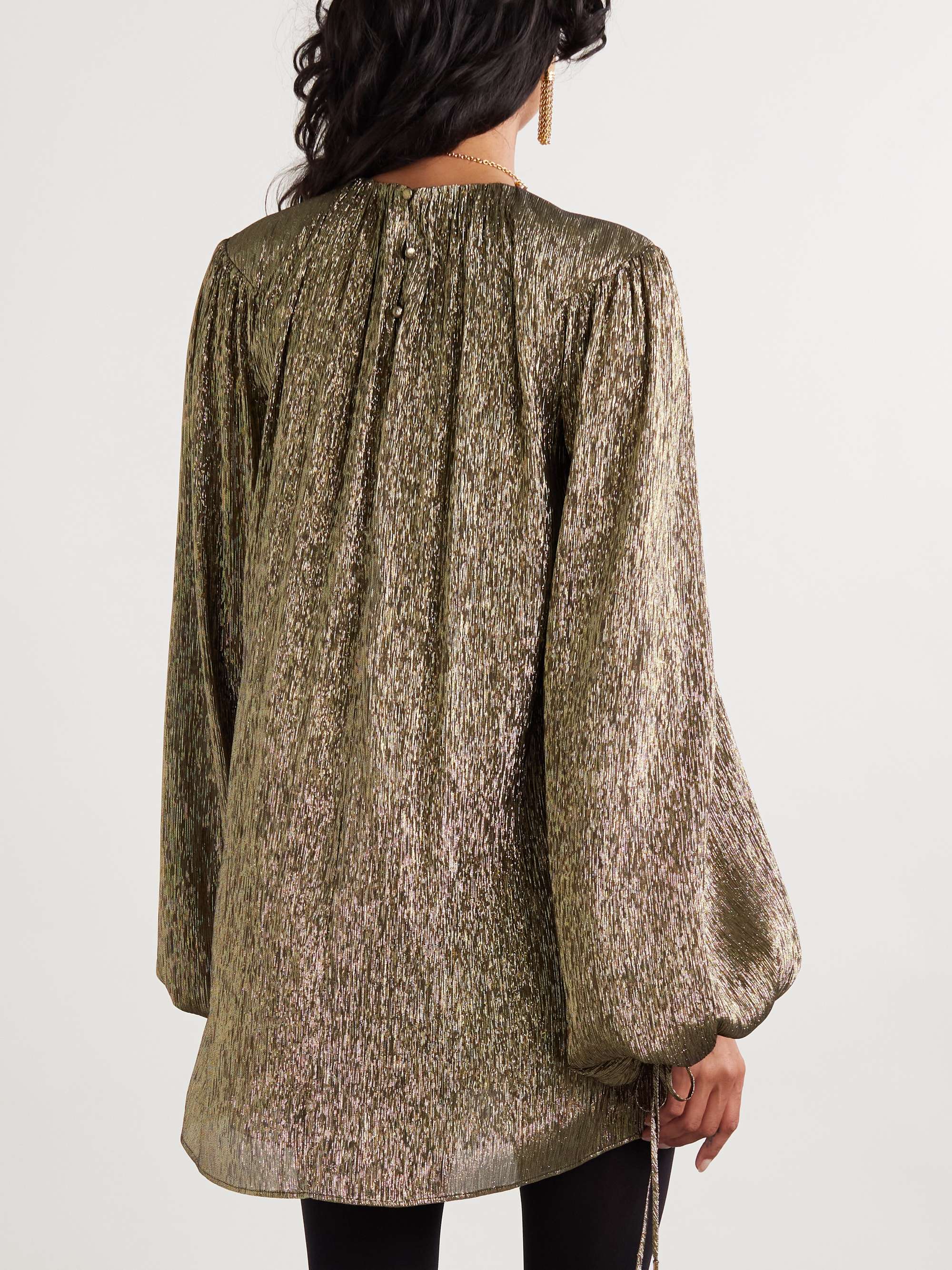 Metallic silk-blend mini dress view