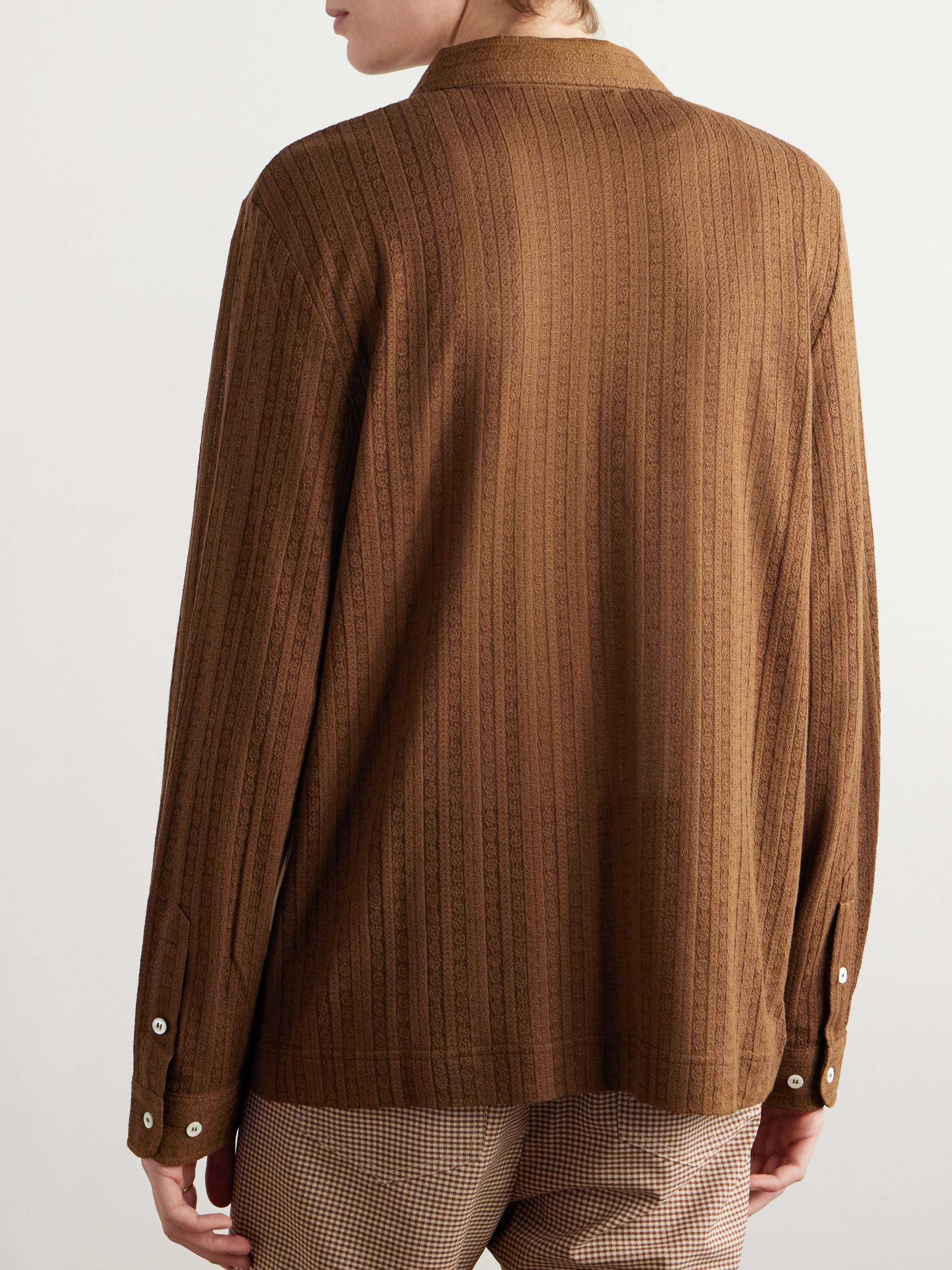 Ripley Camp-Collar Pointelle-Knit Organic Cotton-Blend Shirt view