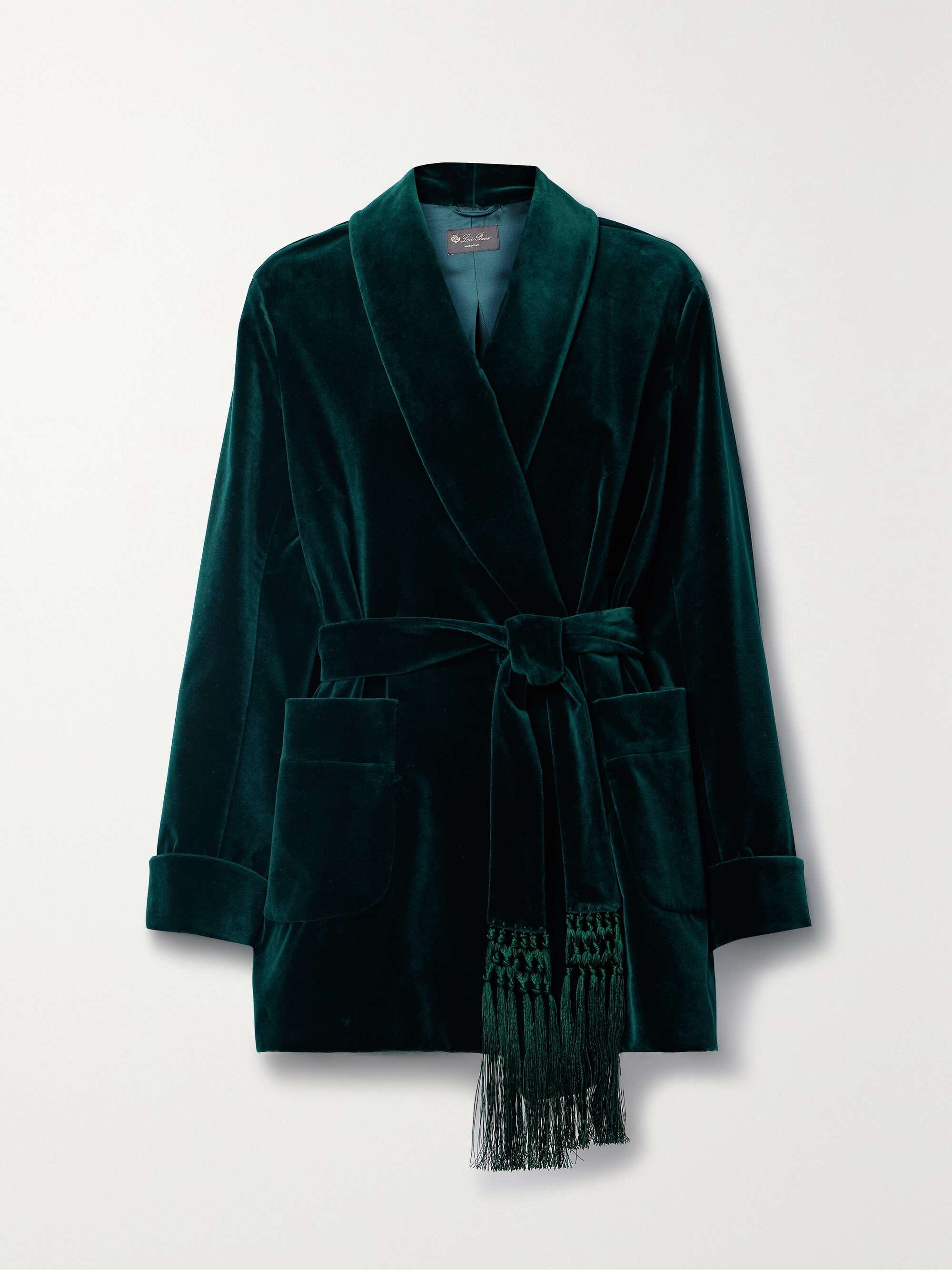 Raniya belted macramé-trimmed cotton-blend velvet jacket hero visual
