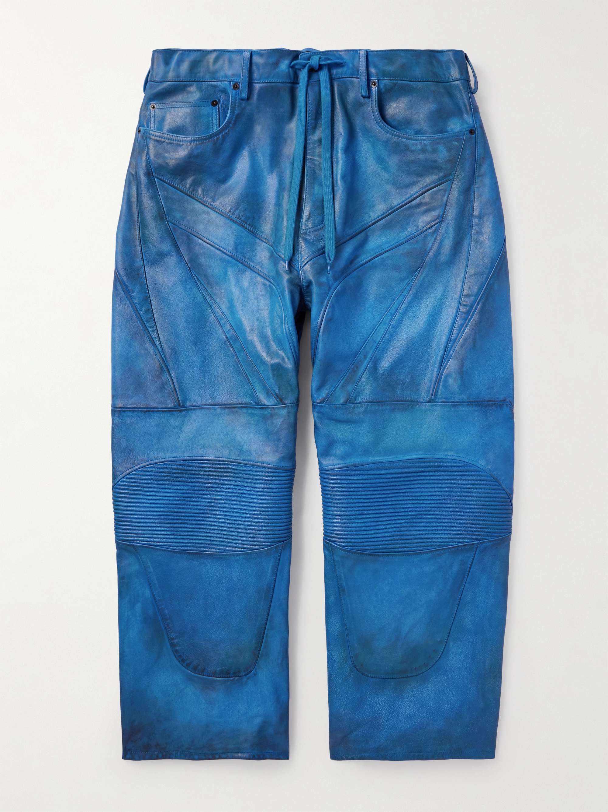 Biker Wide-Leg Panelled Leather Drawstring Trousers hero visual