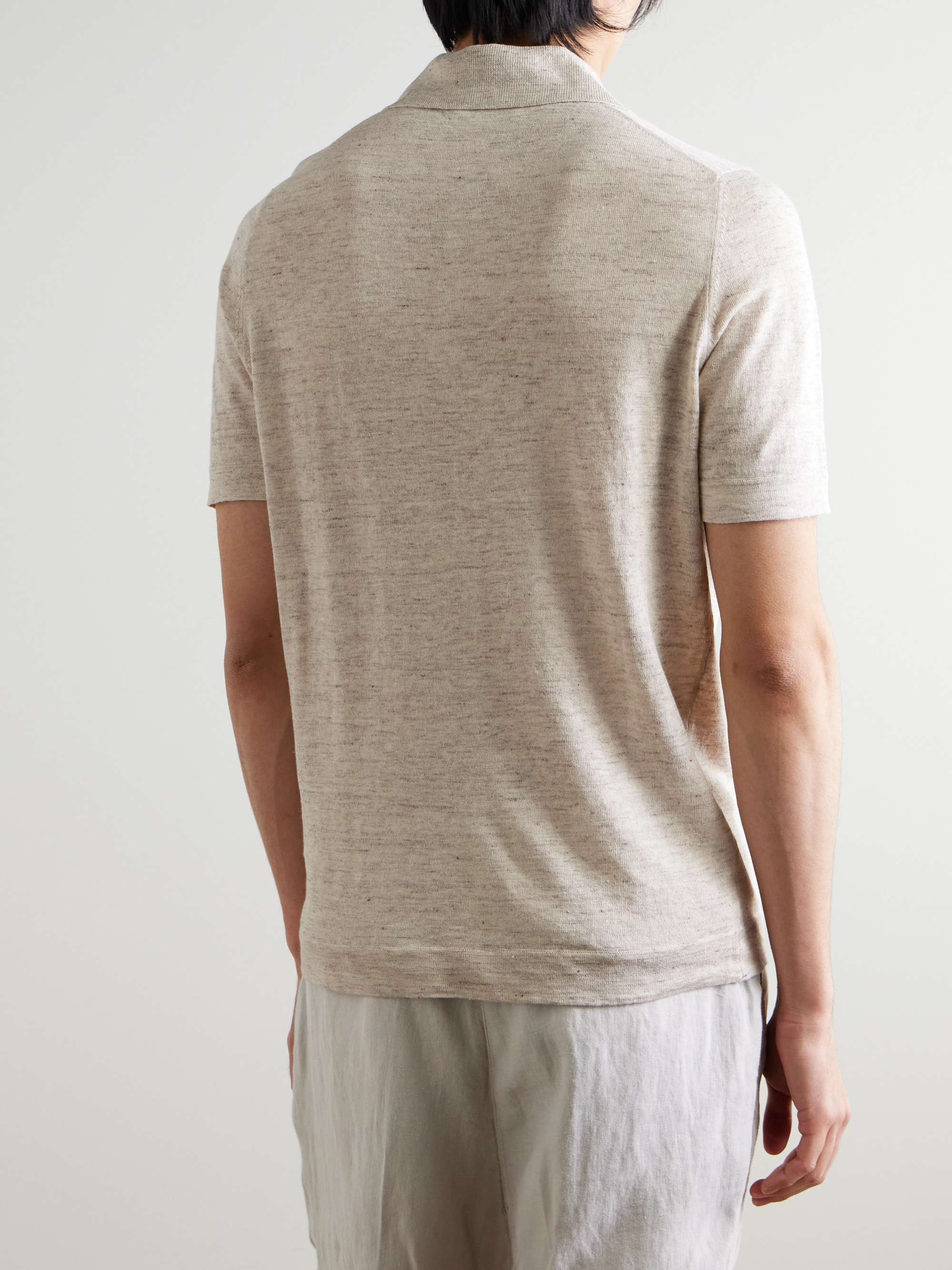 Mélange Linen and Cotton-Blend Polo Shirt view