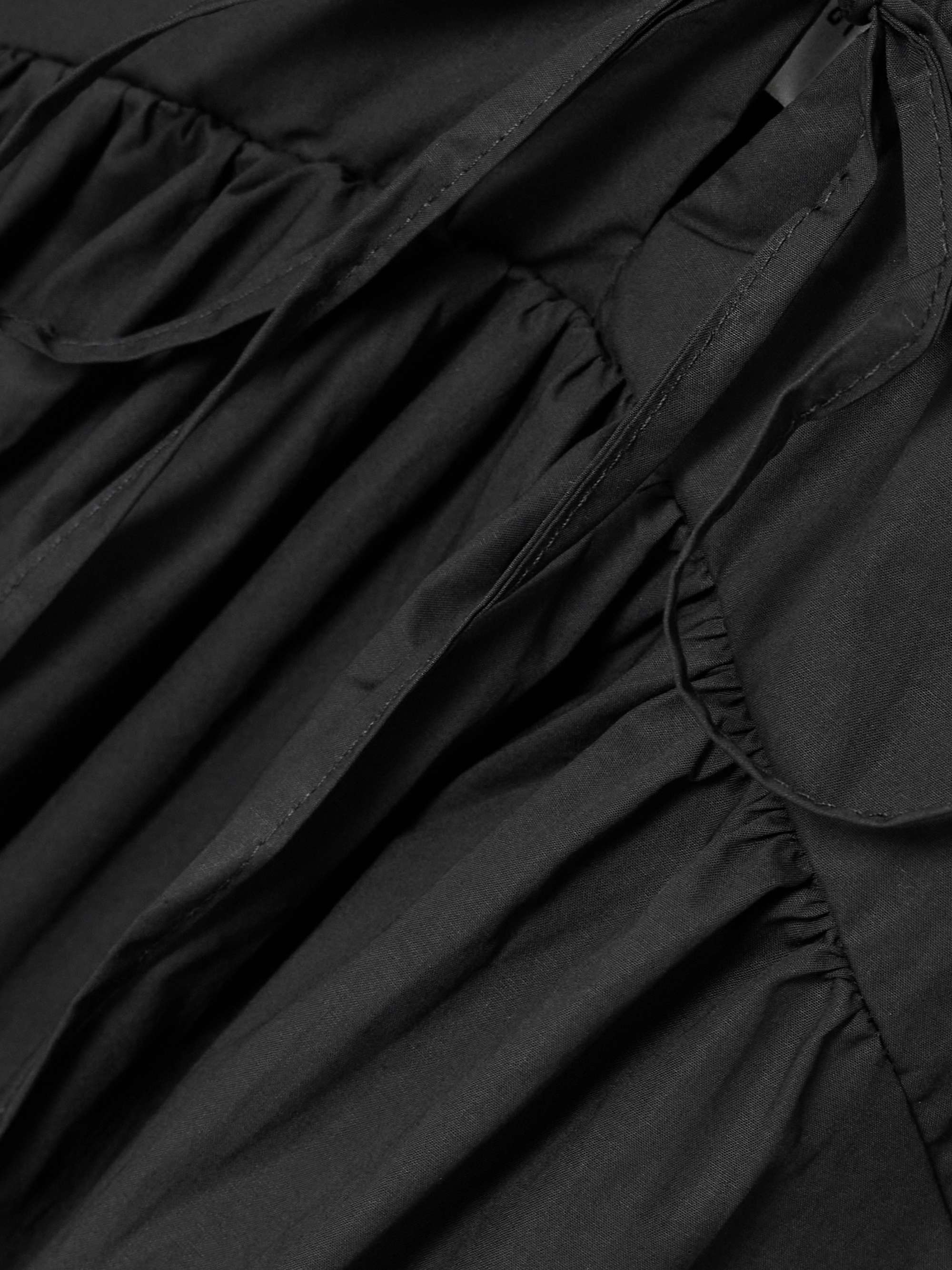 Tie-detailed gathered organic cotton-poplin mini dress view