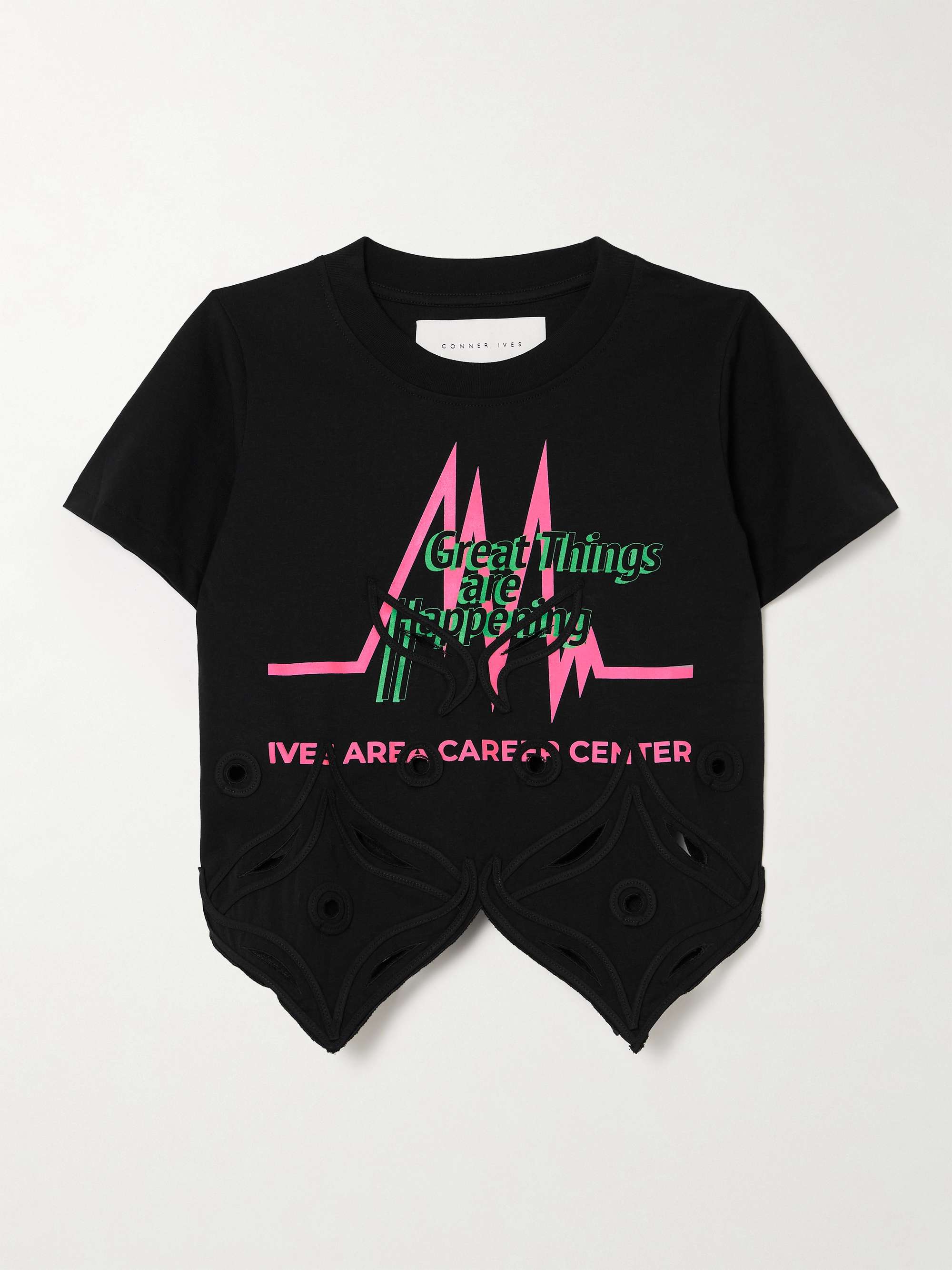 Schiffili layered cutout embroidered cotton and satin-jersey turtleneck top hero visual