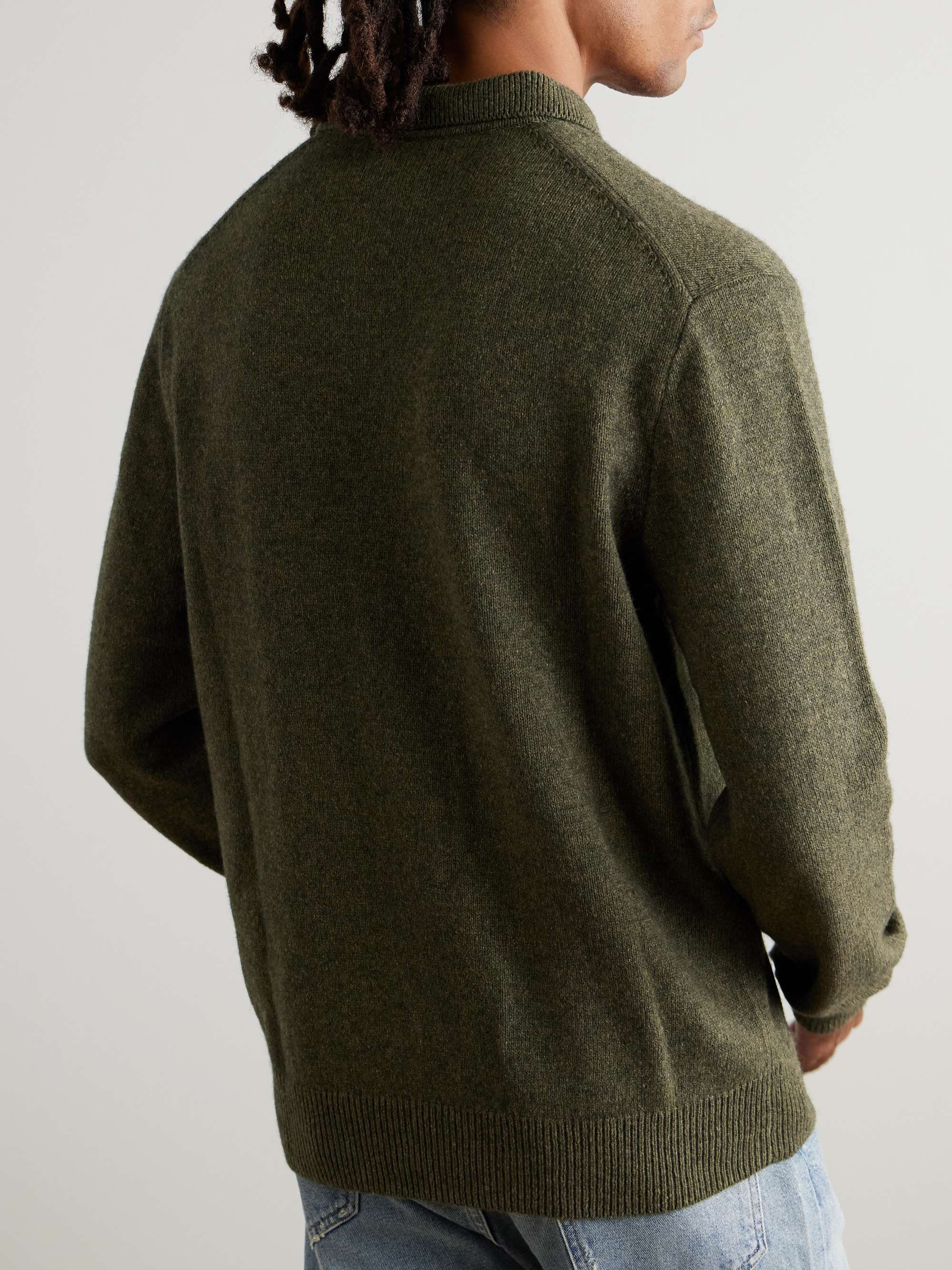 Logo-Embroidered Wool and Cotton-Blend Polo Shirt view