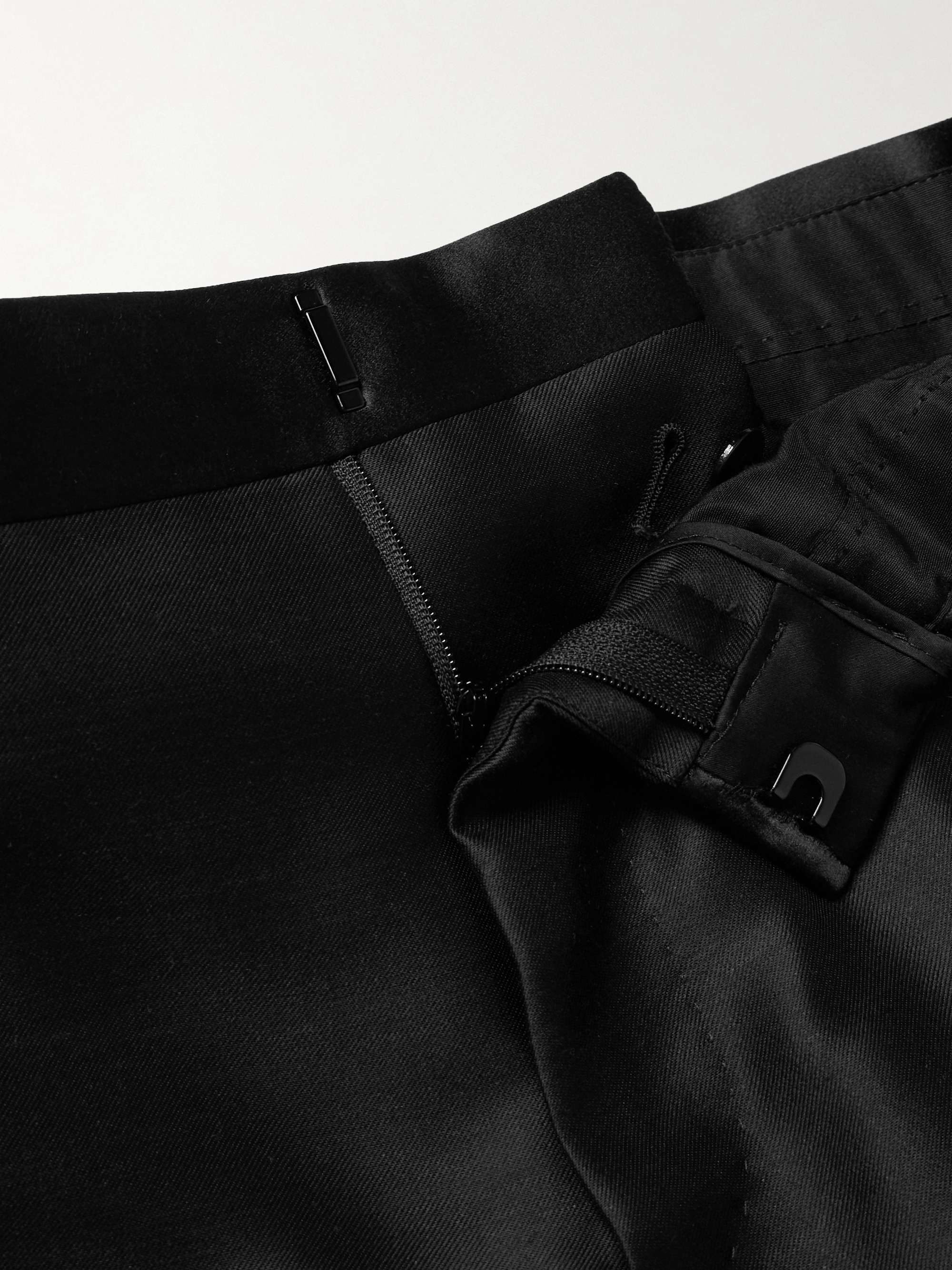 Straight-Leg Satin-Trimmed Wool, Mohair and Silk-Blend Tuxedo Trousers view