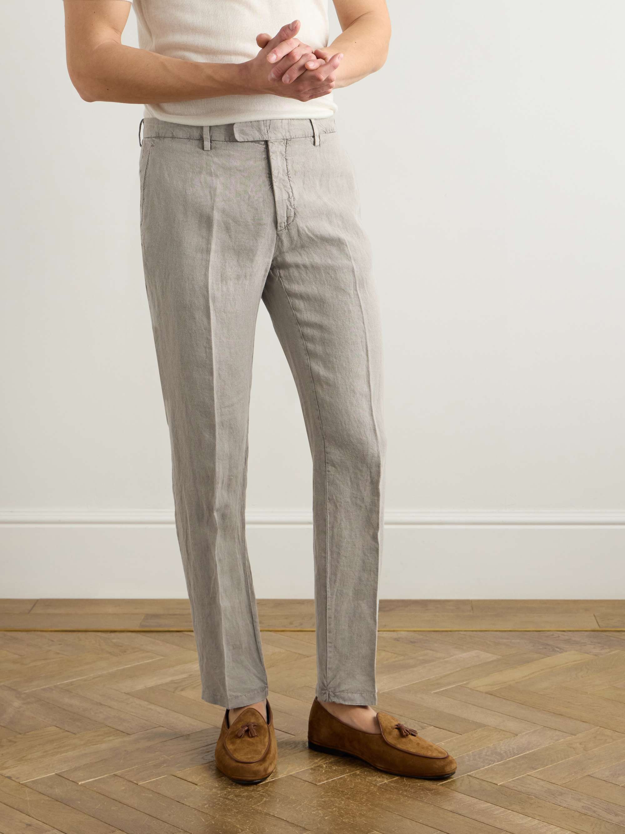 Slim-Fit Straight-Leg Garment-Dyed Linen Suit Trousers view