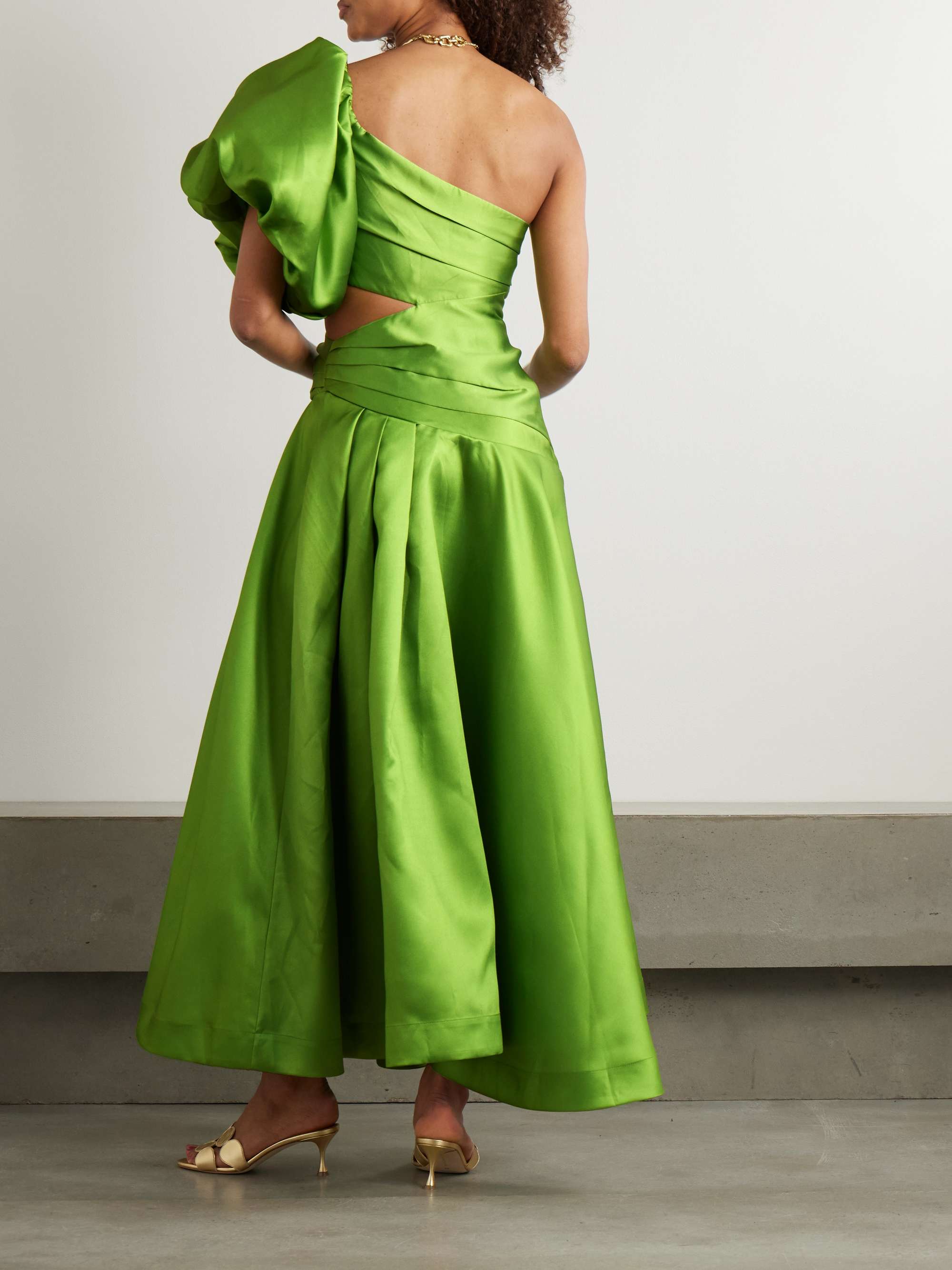 + Sam Pauletto Aquatica one-shoulder gathered printed recycled satin-twill dress view