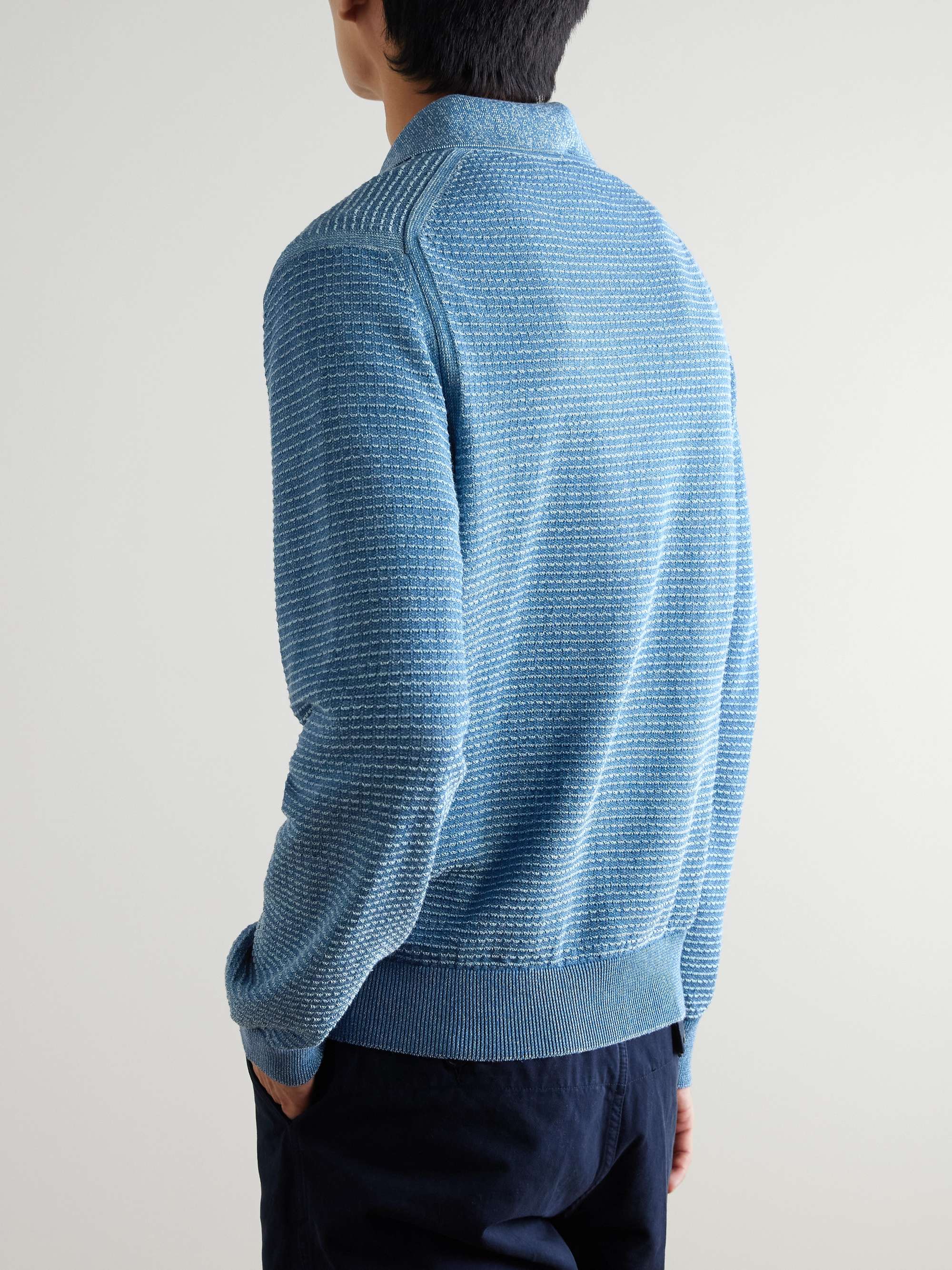 Waffle-Knit Cotton and Linen-Blend Cardigan view