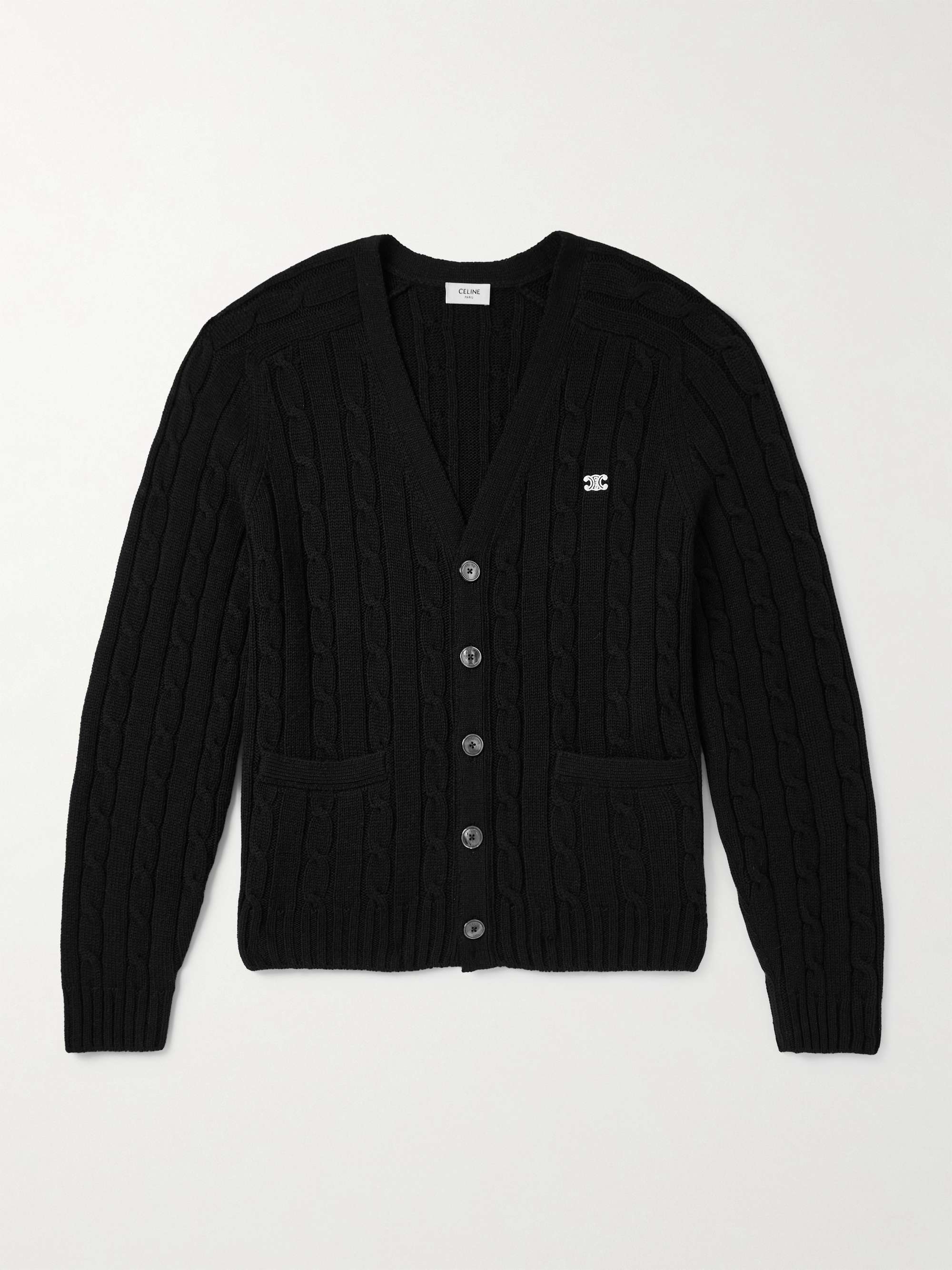 Logo-Embroidered Cable-Knit Cashmere Cardigan hero visual