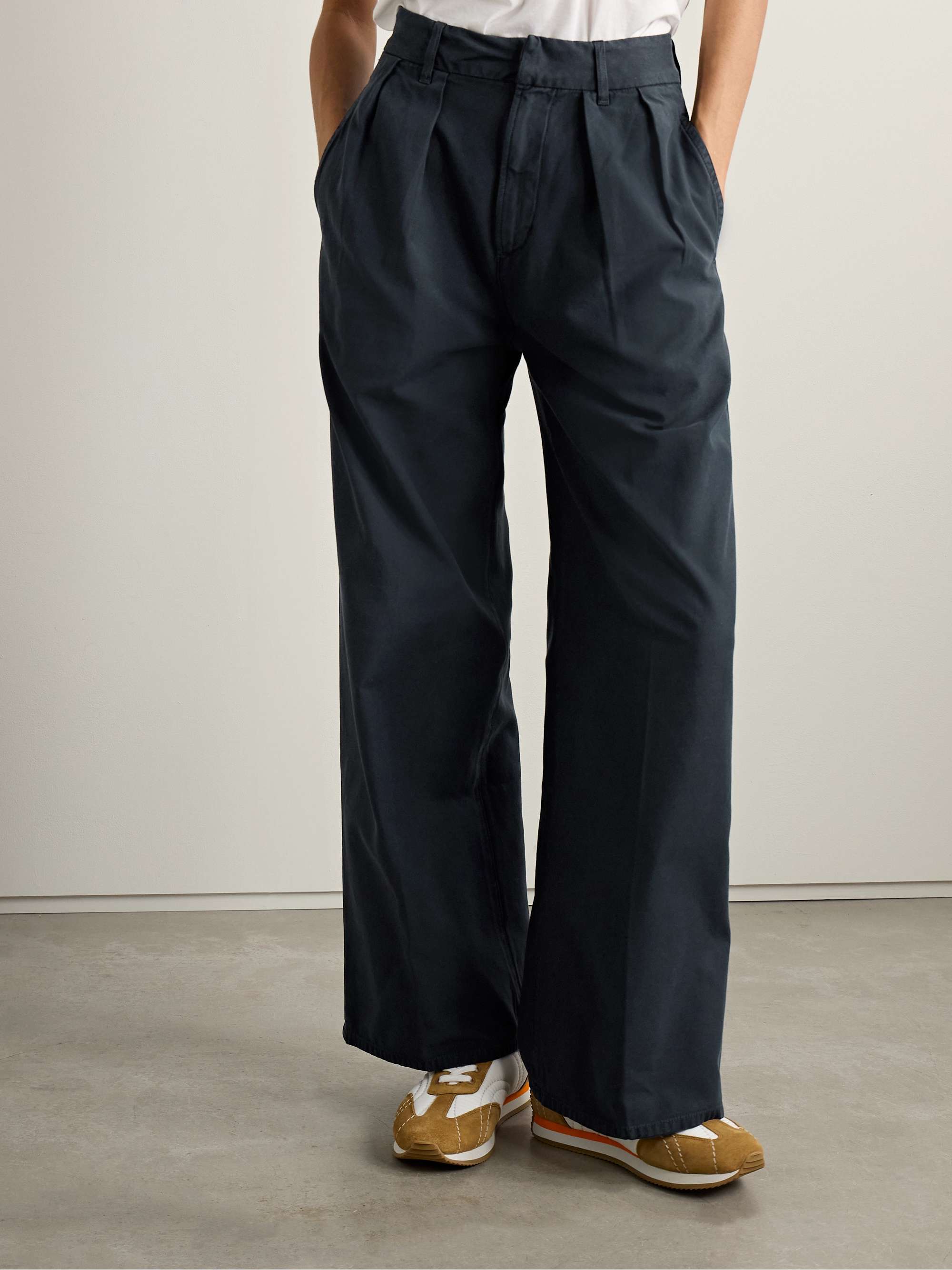 Petra pleated cotton wide-leg pants view