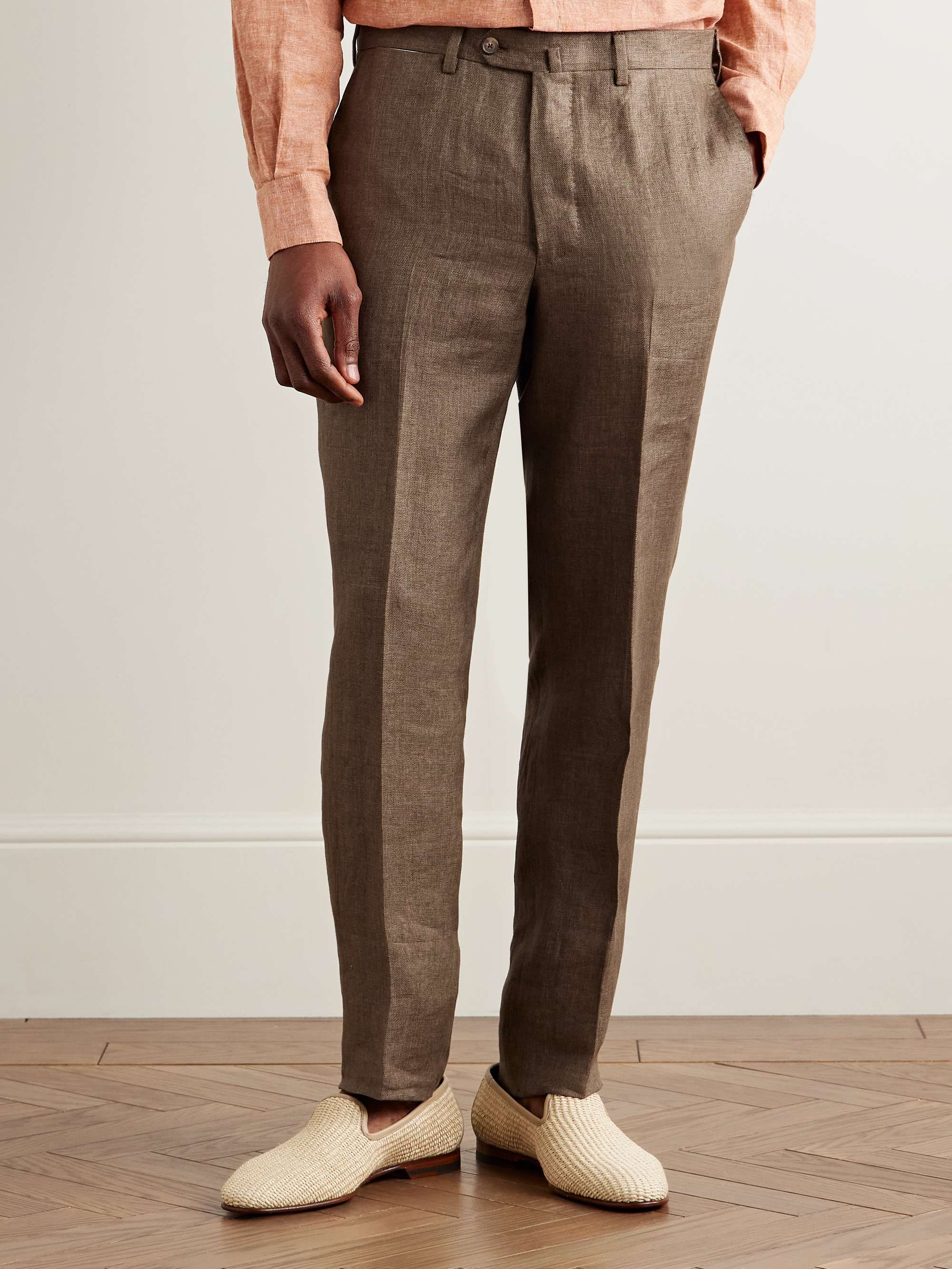 Slim-Fit Linen Suit Trousers view
