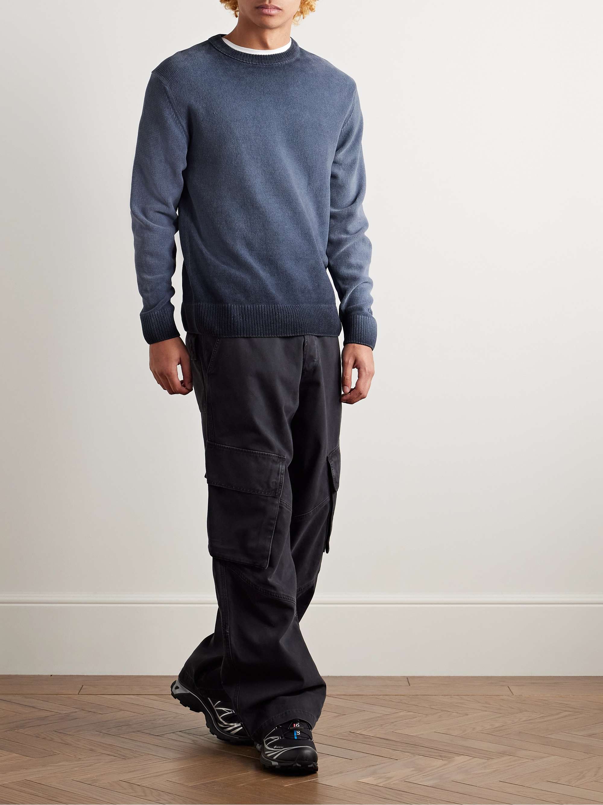 Logo-Print Ombré Cotton-Chenille Sweater view