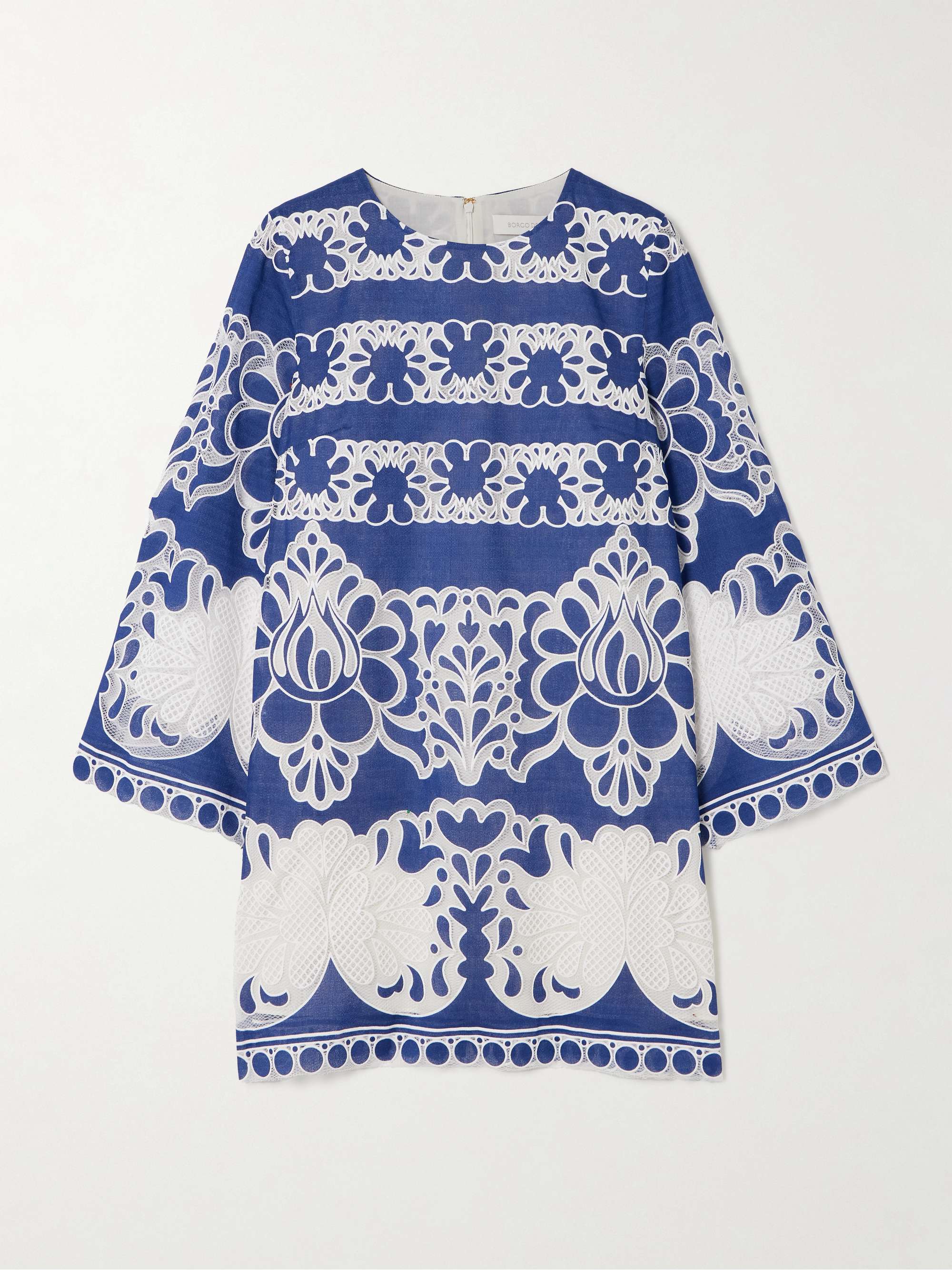 Stevie lace-trimmed embroidered cotton-blend mini dress hero visual