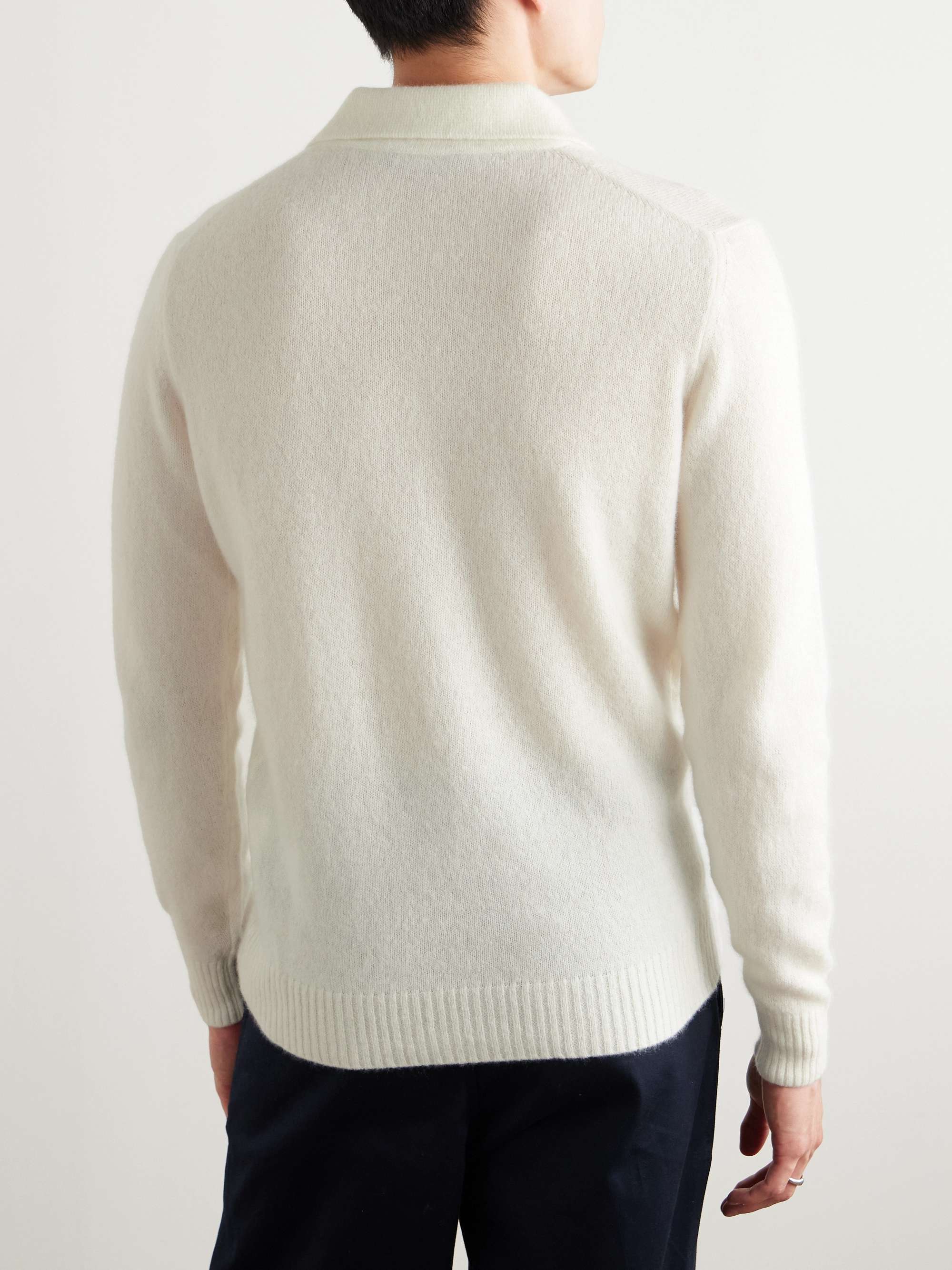 Brushed Cashmere-Blend Polo Shirt view