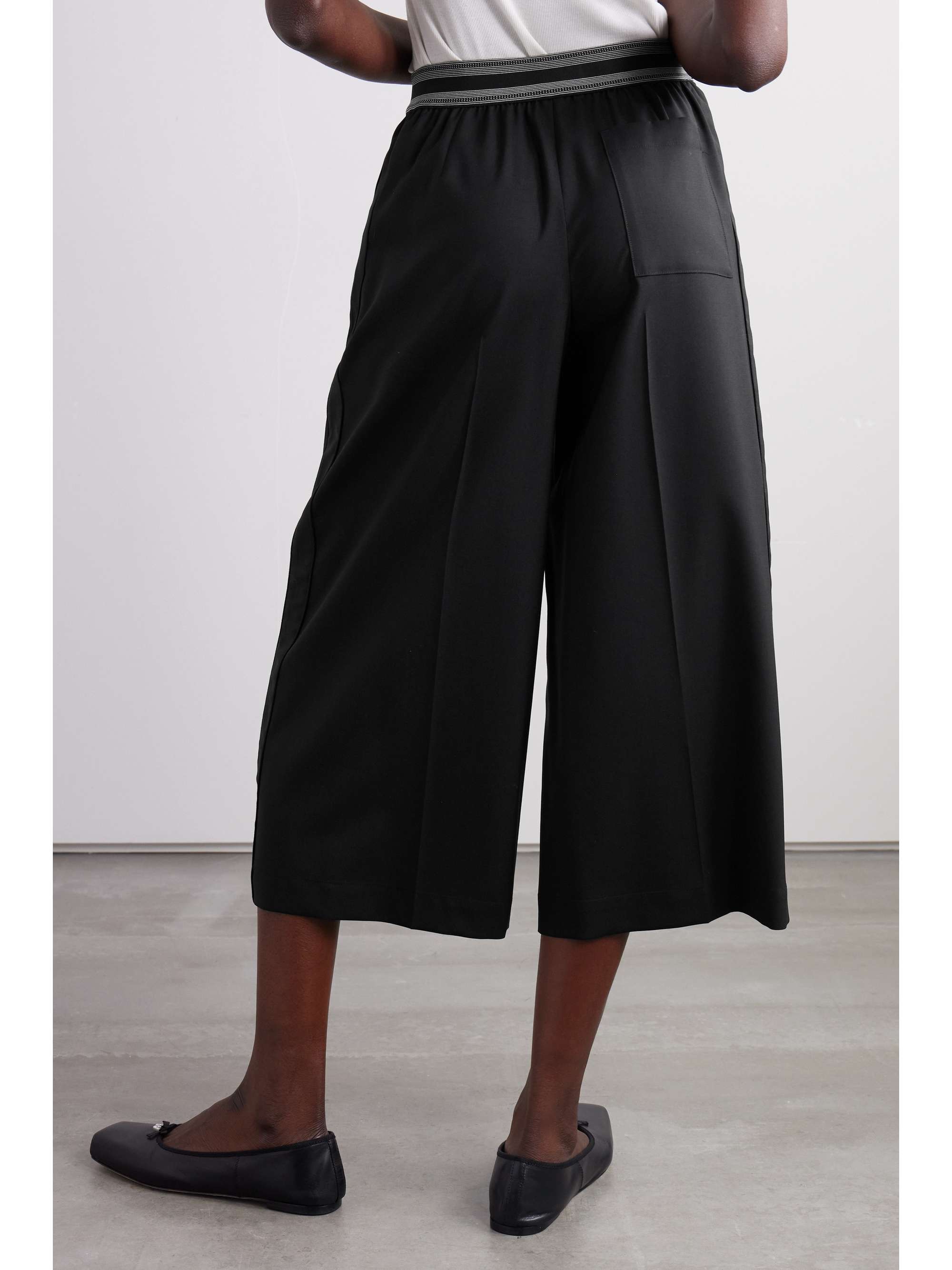 Jacquard-trimmed wool culottes view
