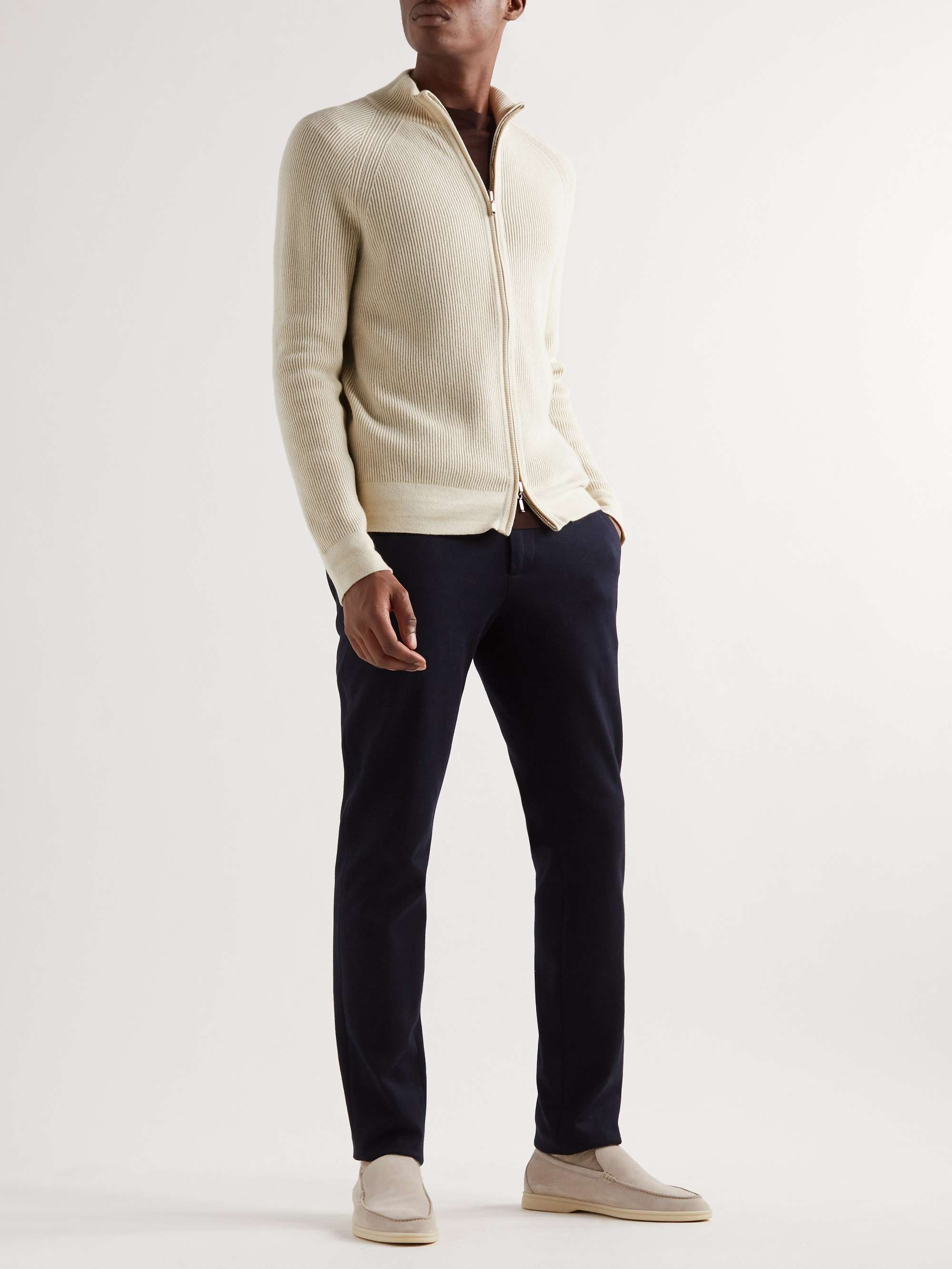 Ribbed Baby Cashmere Zip-Up Sweater view