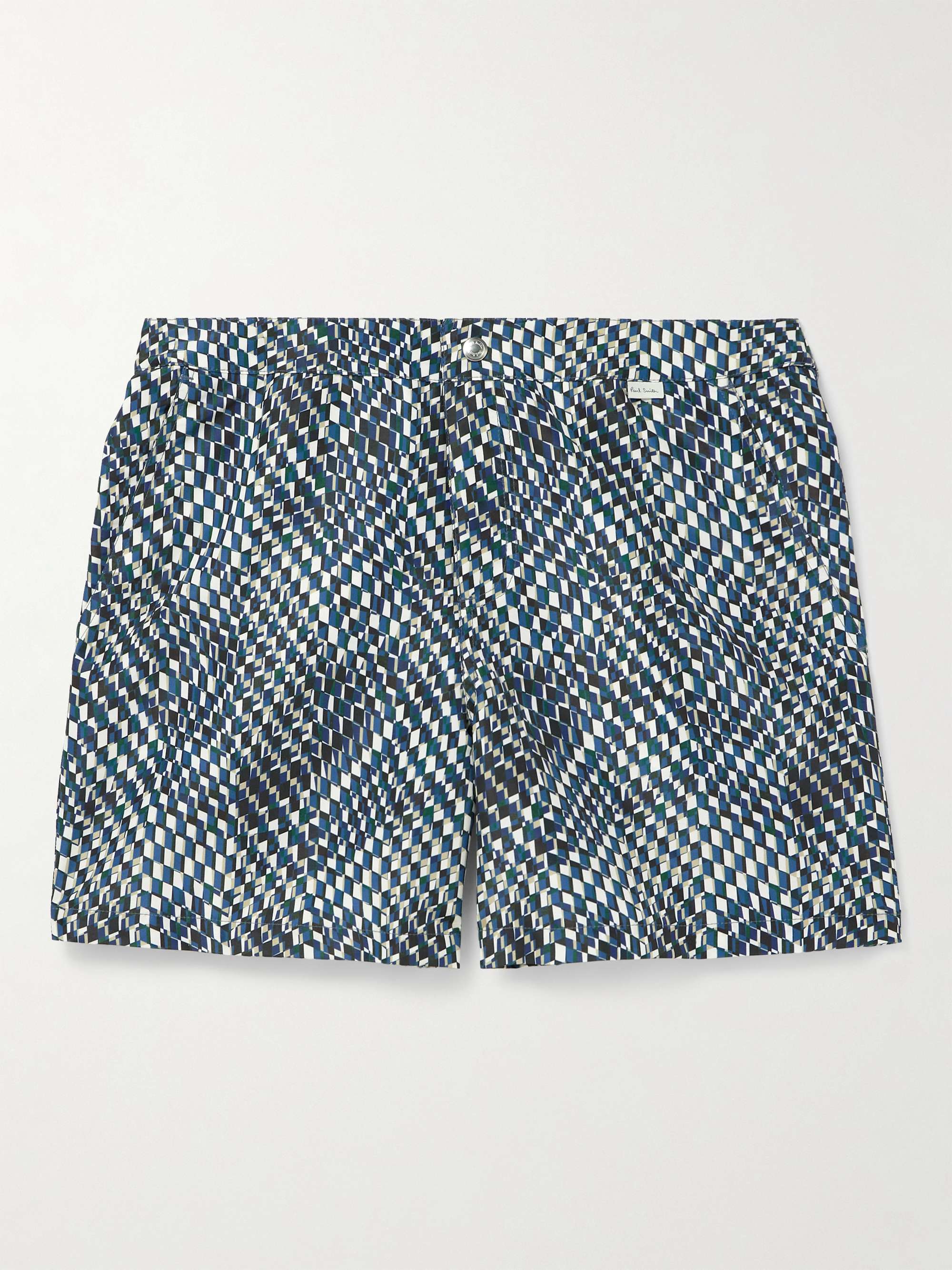 Optic Straight-Leg Mid-Length Printed Recycled Swim Shorts hero visual