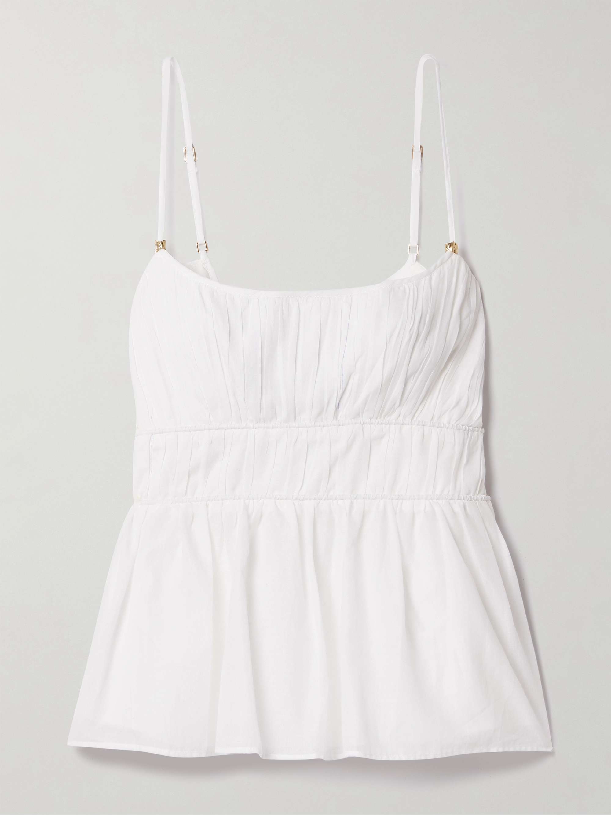Acapella gathered cotton-voile peplum top hero visual