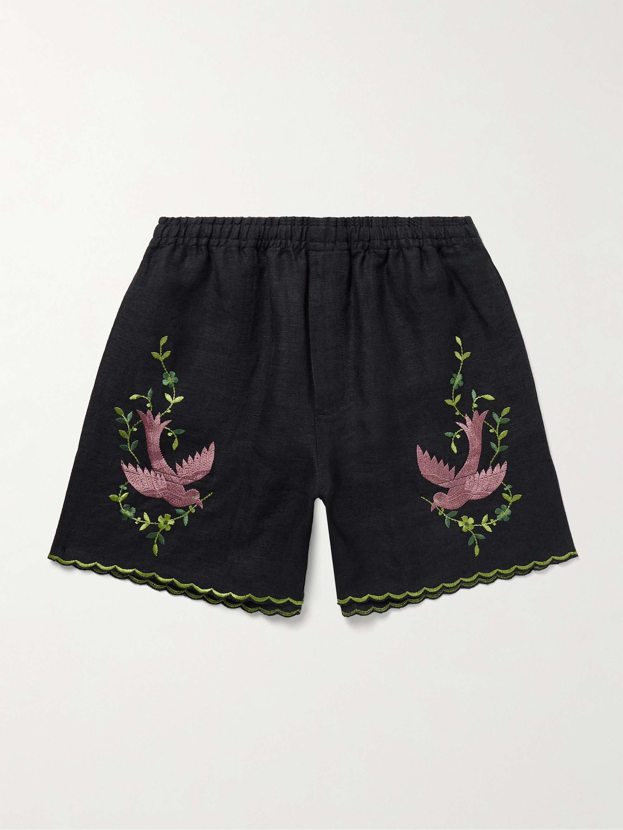 Rosefinch Straight-Leg Embroidered Linen Shorts hero visual