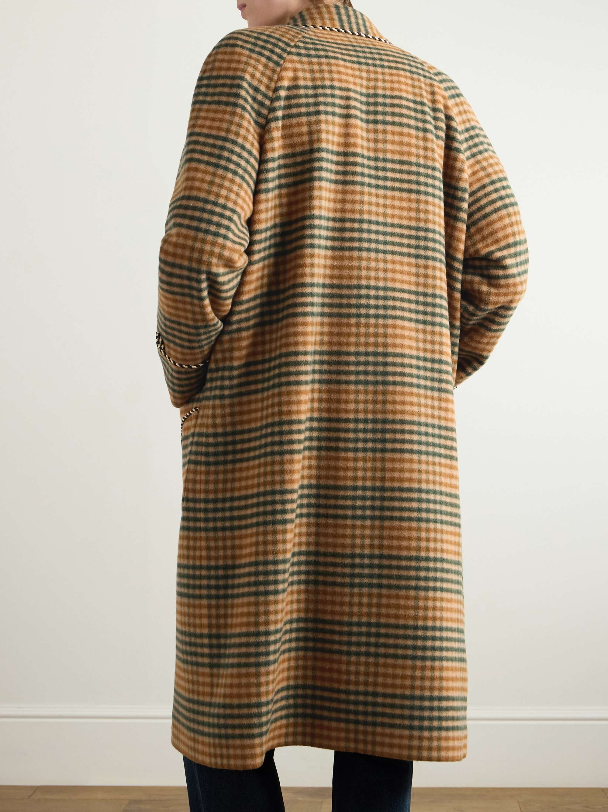 Double-Breasted Checked Wool Coat view