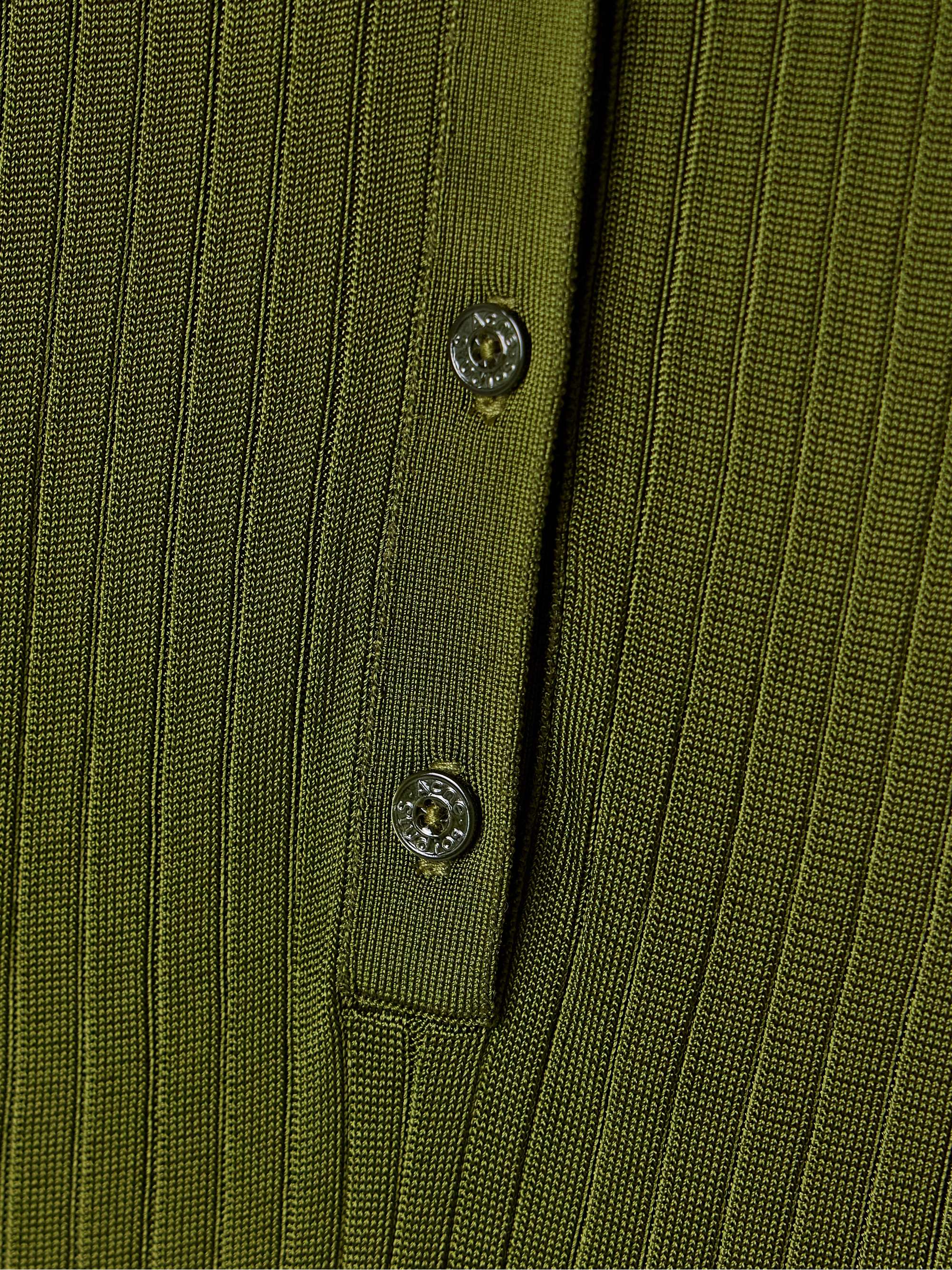 Ribbed-knit polo top view