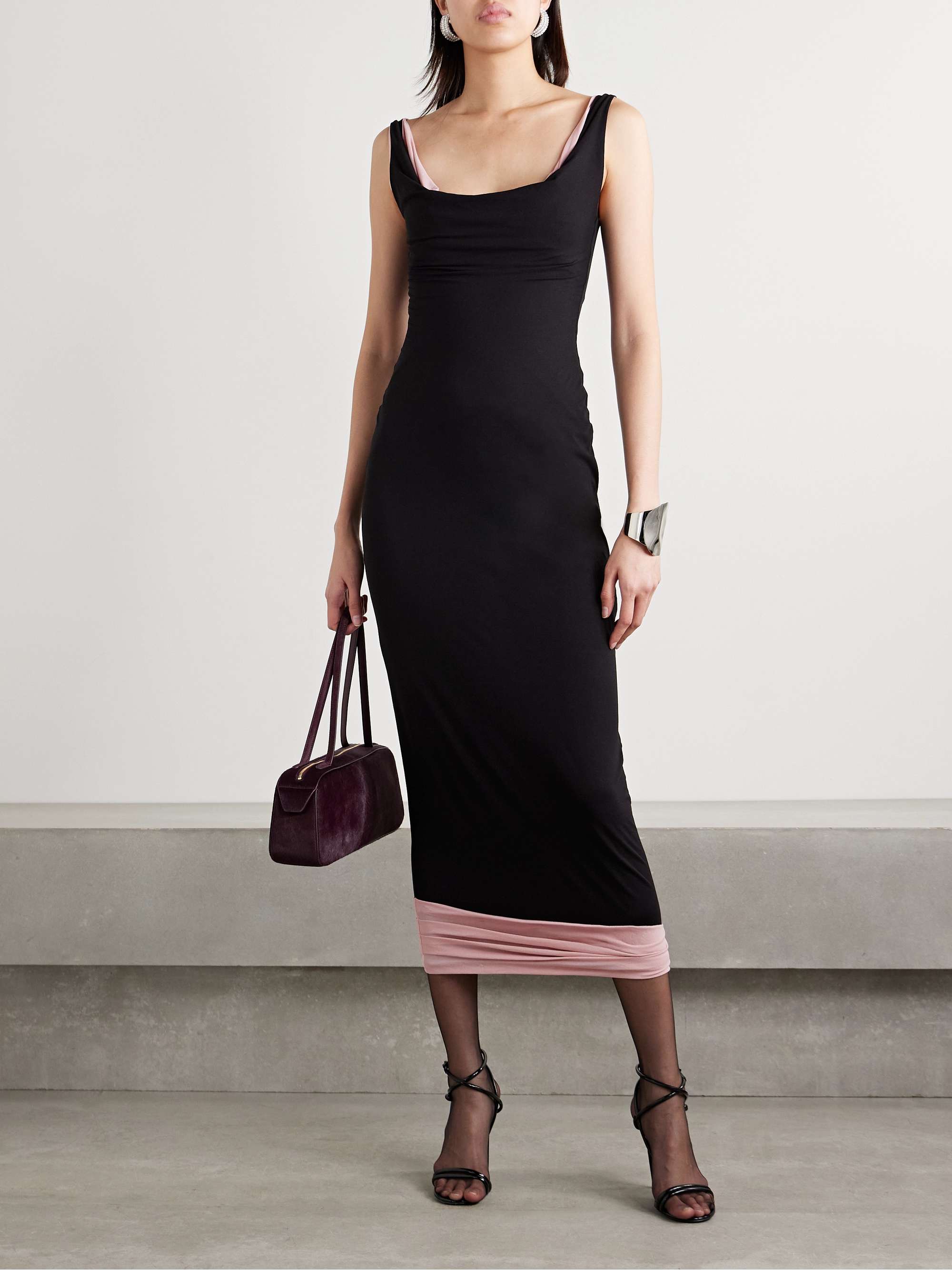 Layered stretch-silk midi dress view