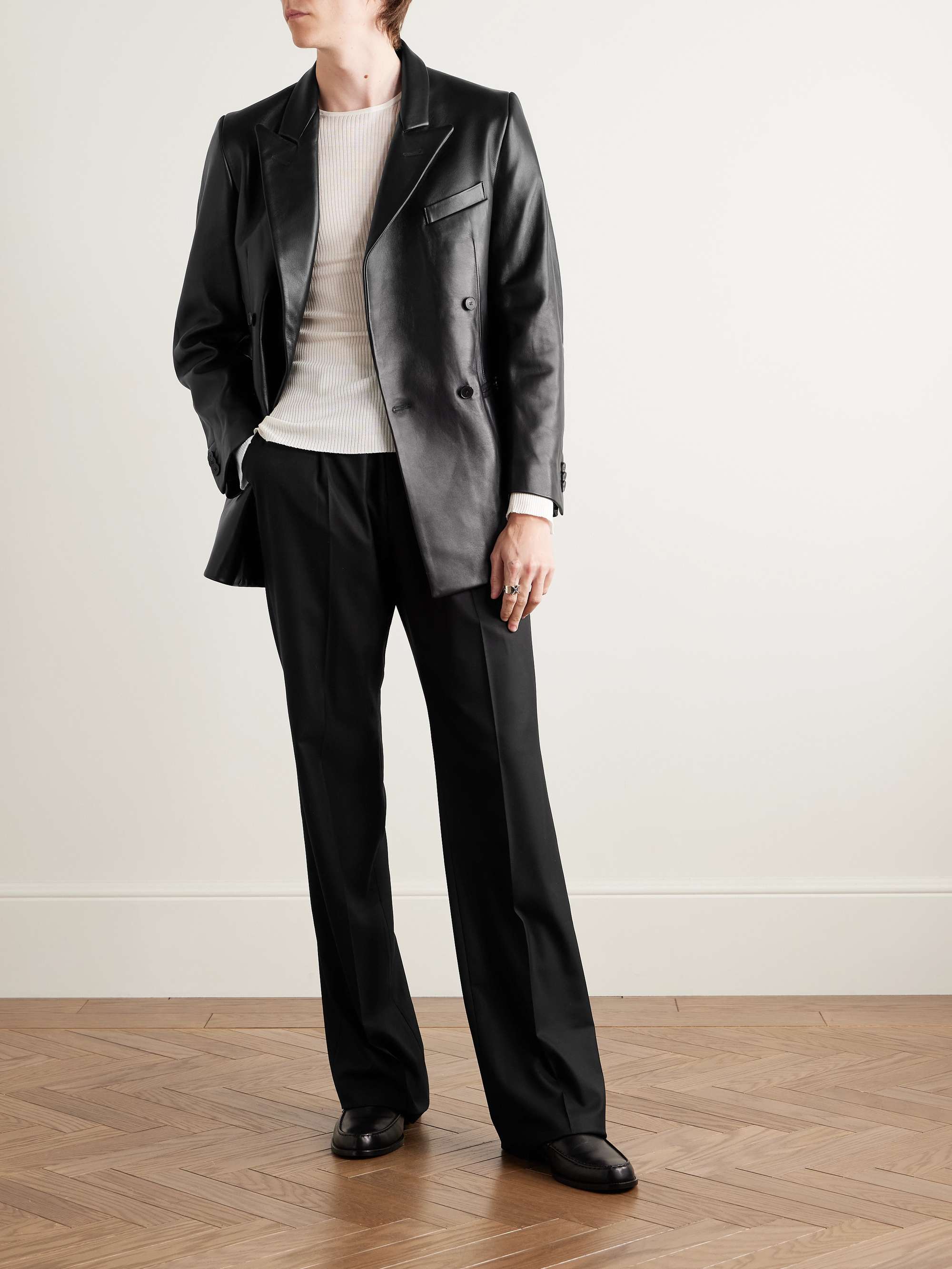 Henry's Perfect Straight-Leg Pleated Super 170s Virgin Wool-Twill Trousers view