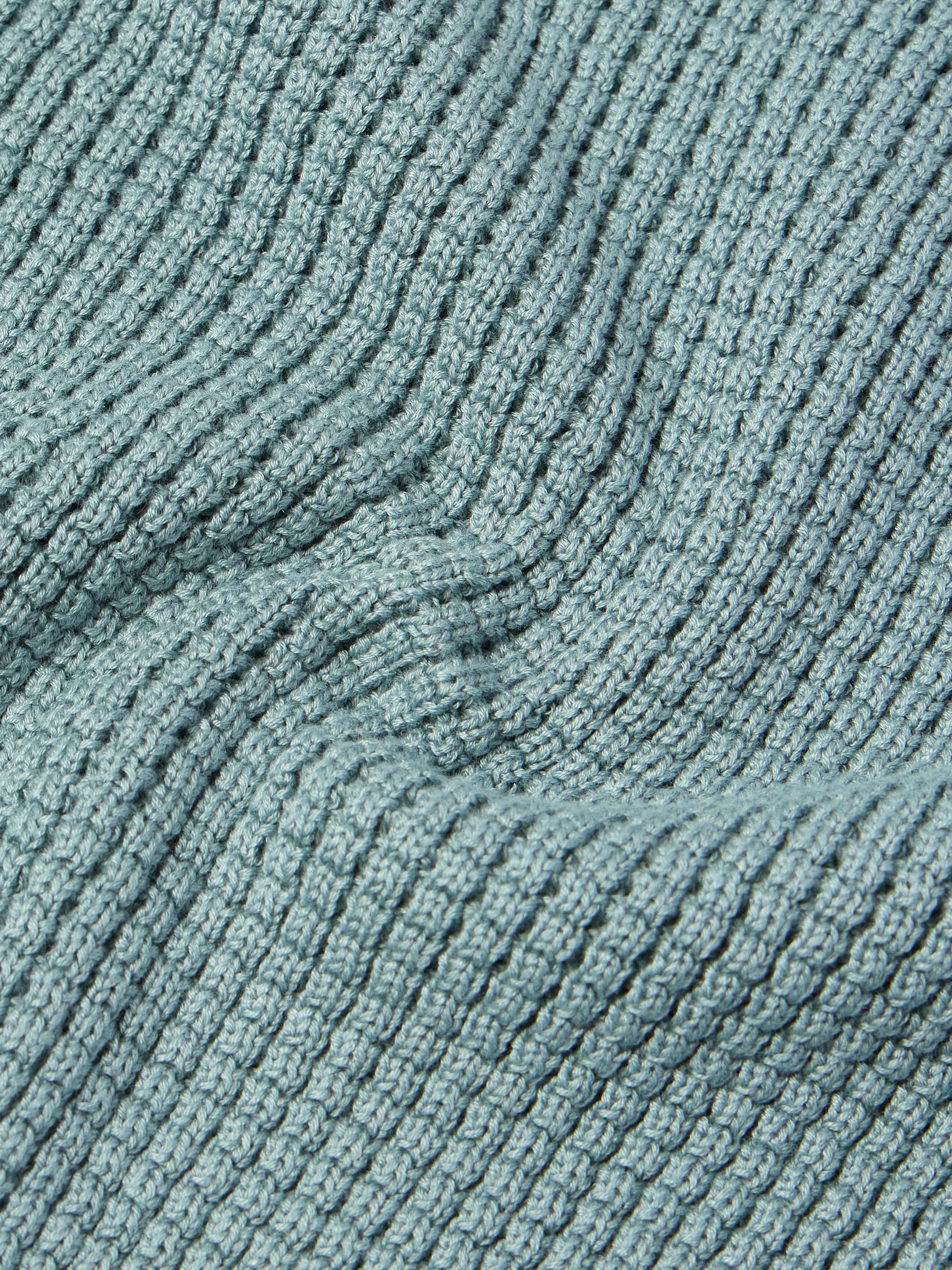 Waffle-Knit Cotton and Modal-Blend Sweater view