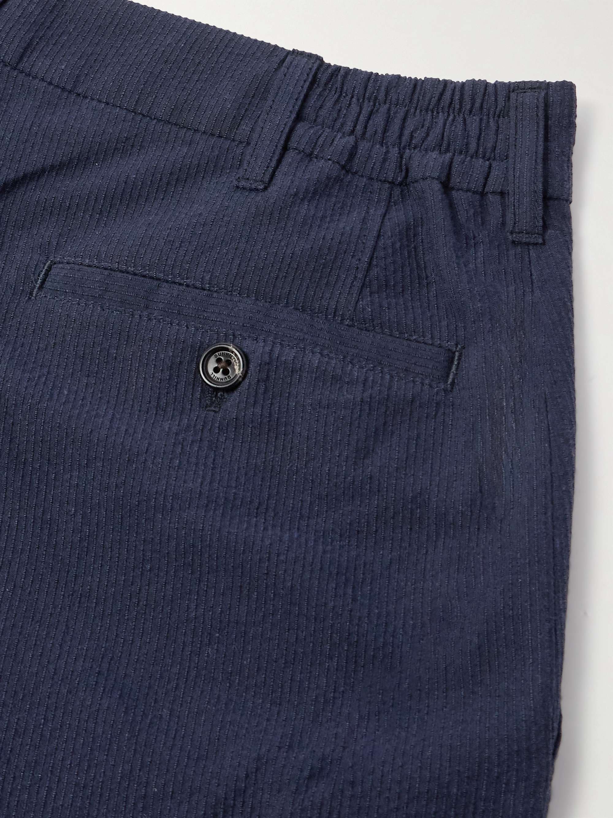 Straight-Leg Striped Cotton and Linen-Blend Trousers view