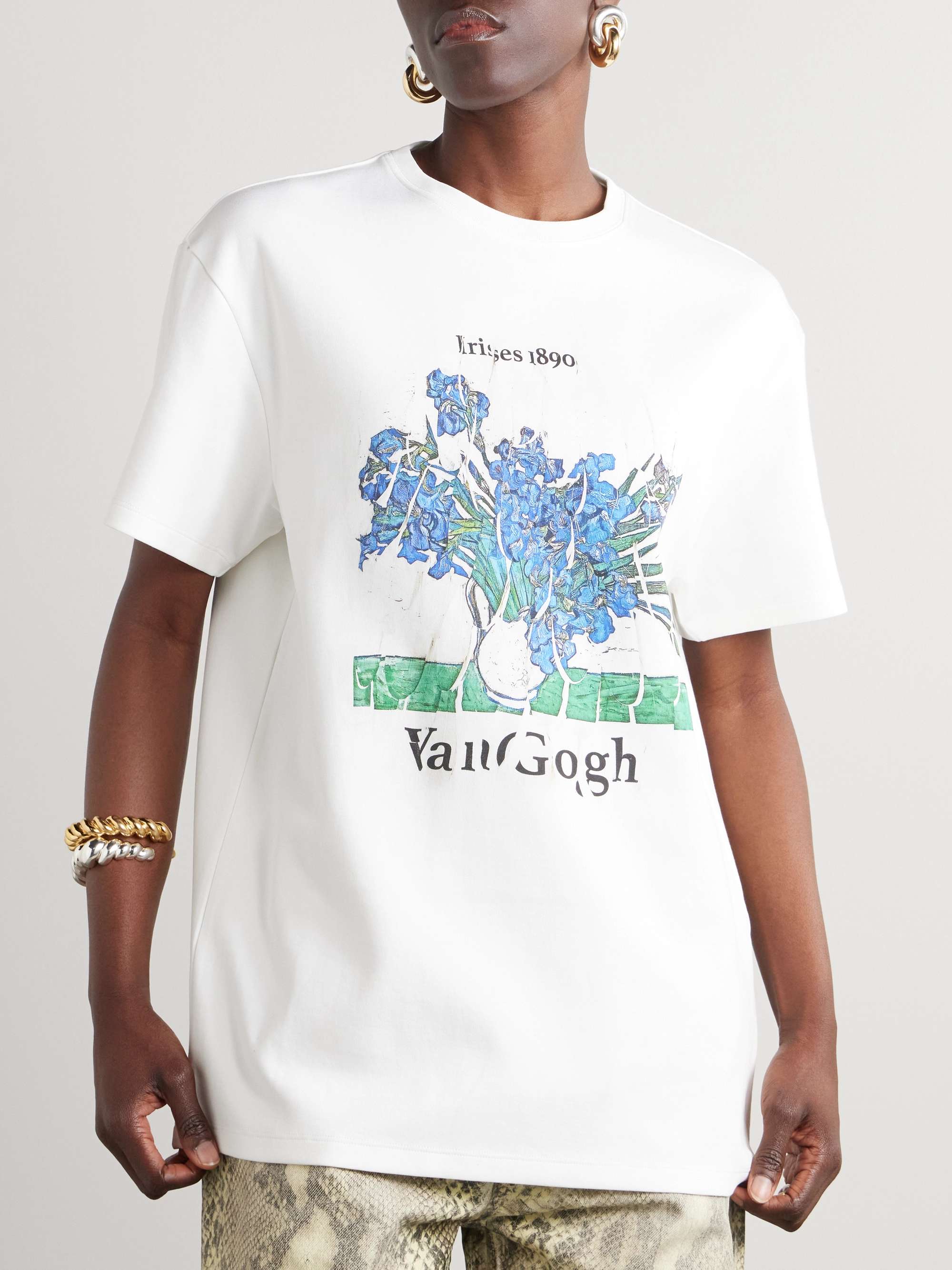Printed cotton-blend jersey T-shirt view