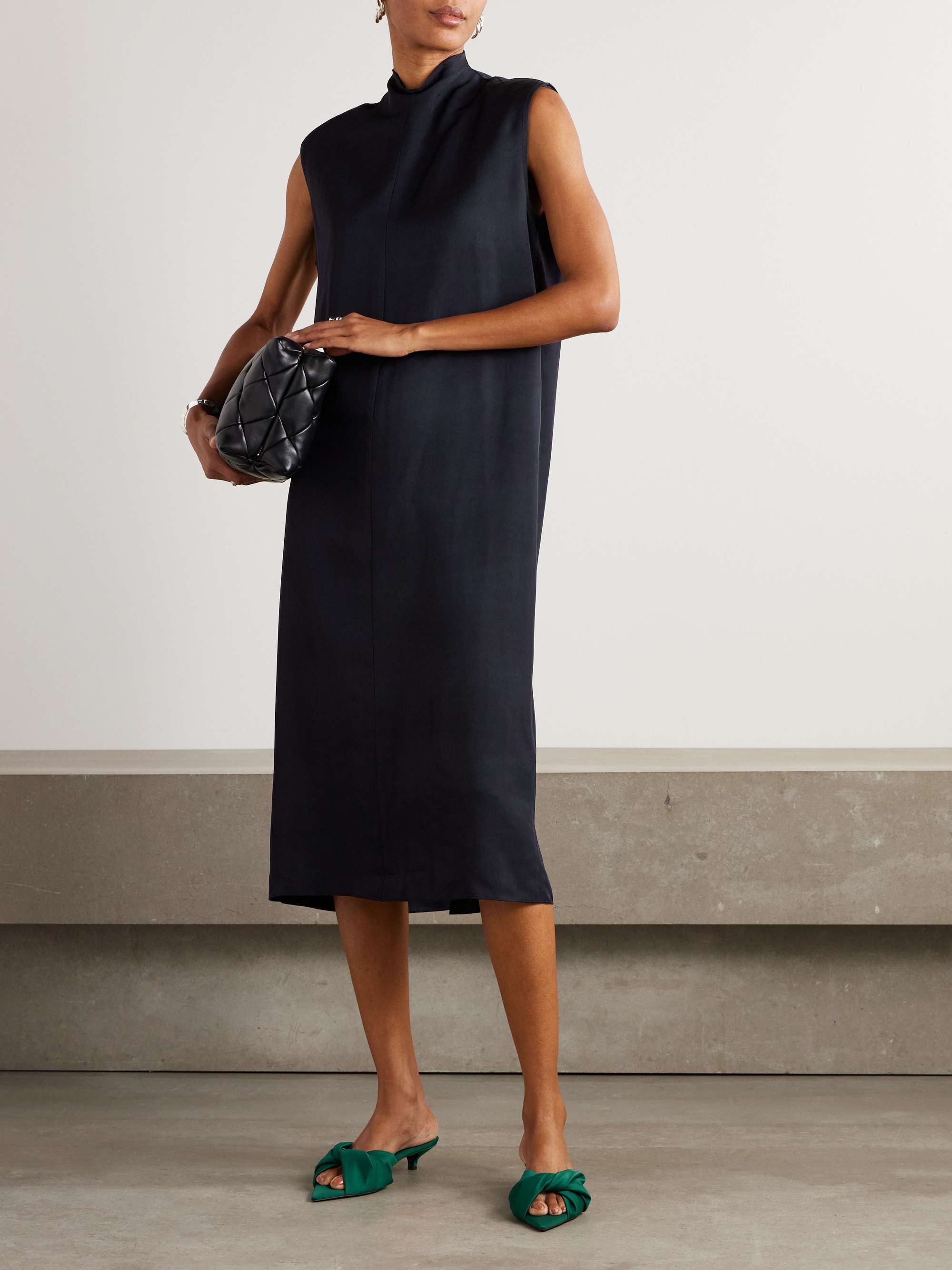 Pleated twill midi dress view