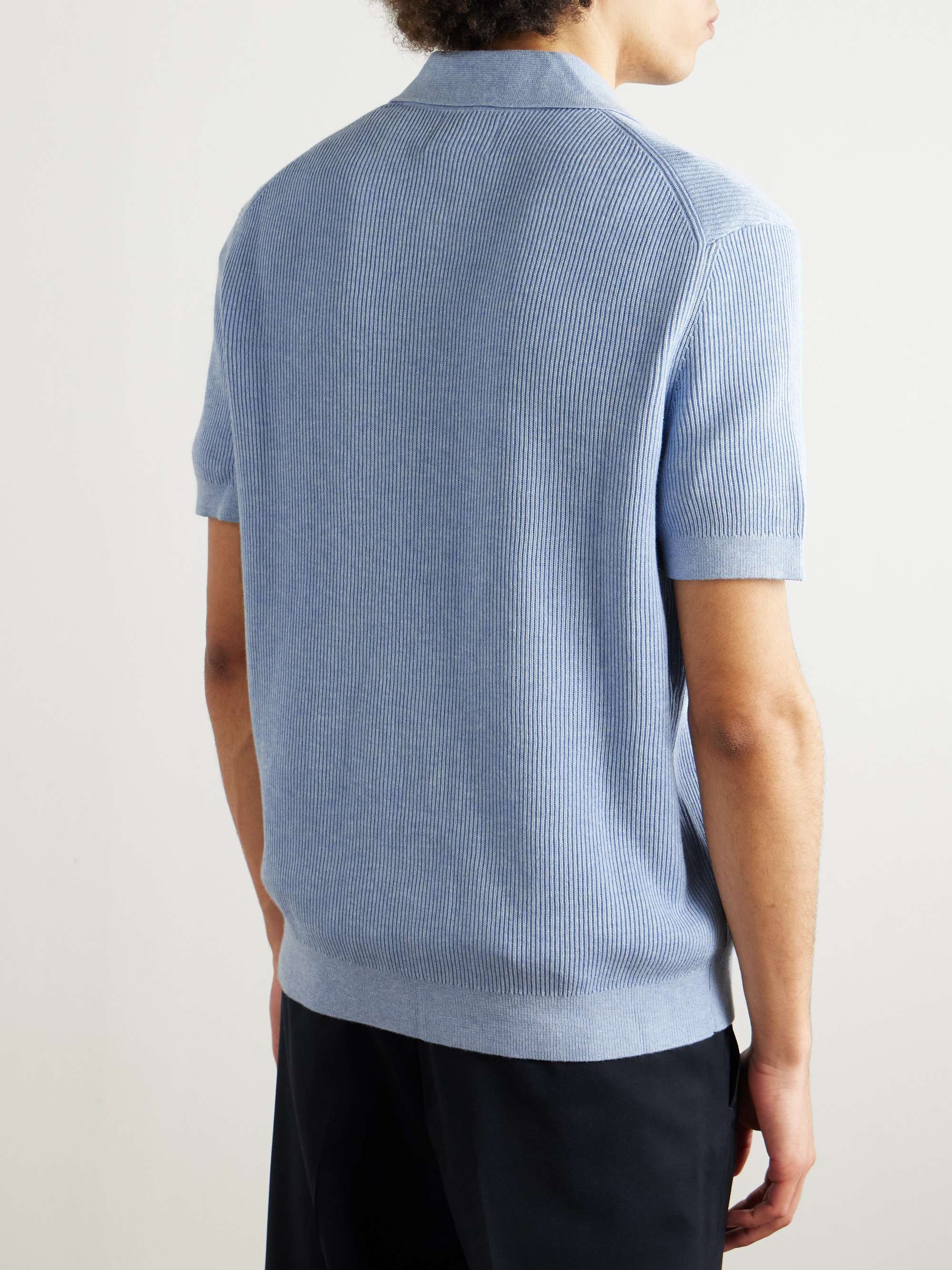 Hansie 6600 Ribbed Organic Cotton Half-Zip Polo Shirt view