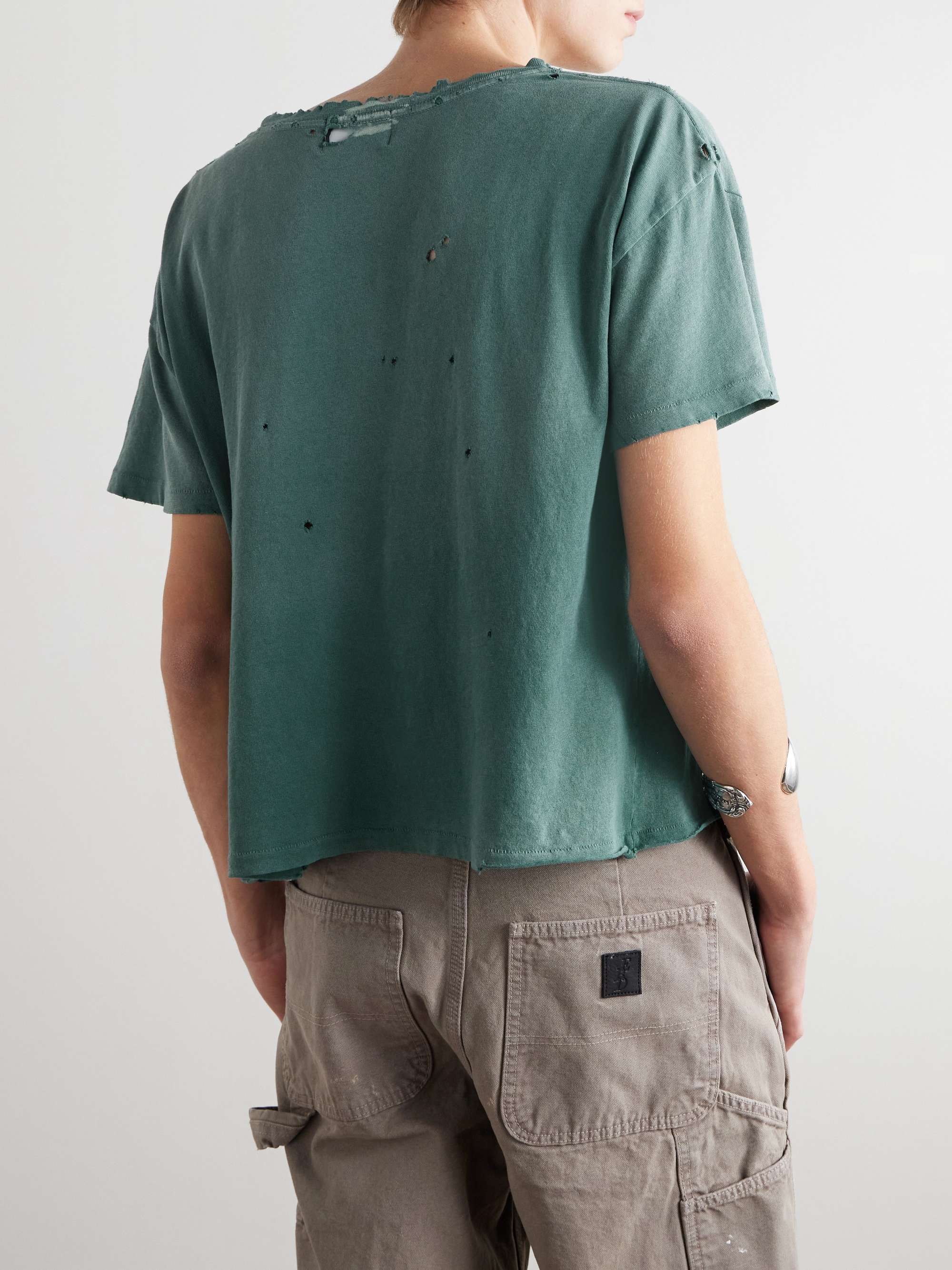 Distressed Logo-Print Cotton-Jersey T-Shirt view