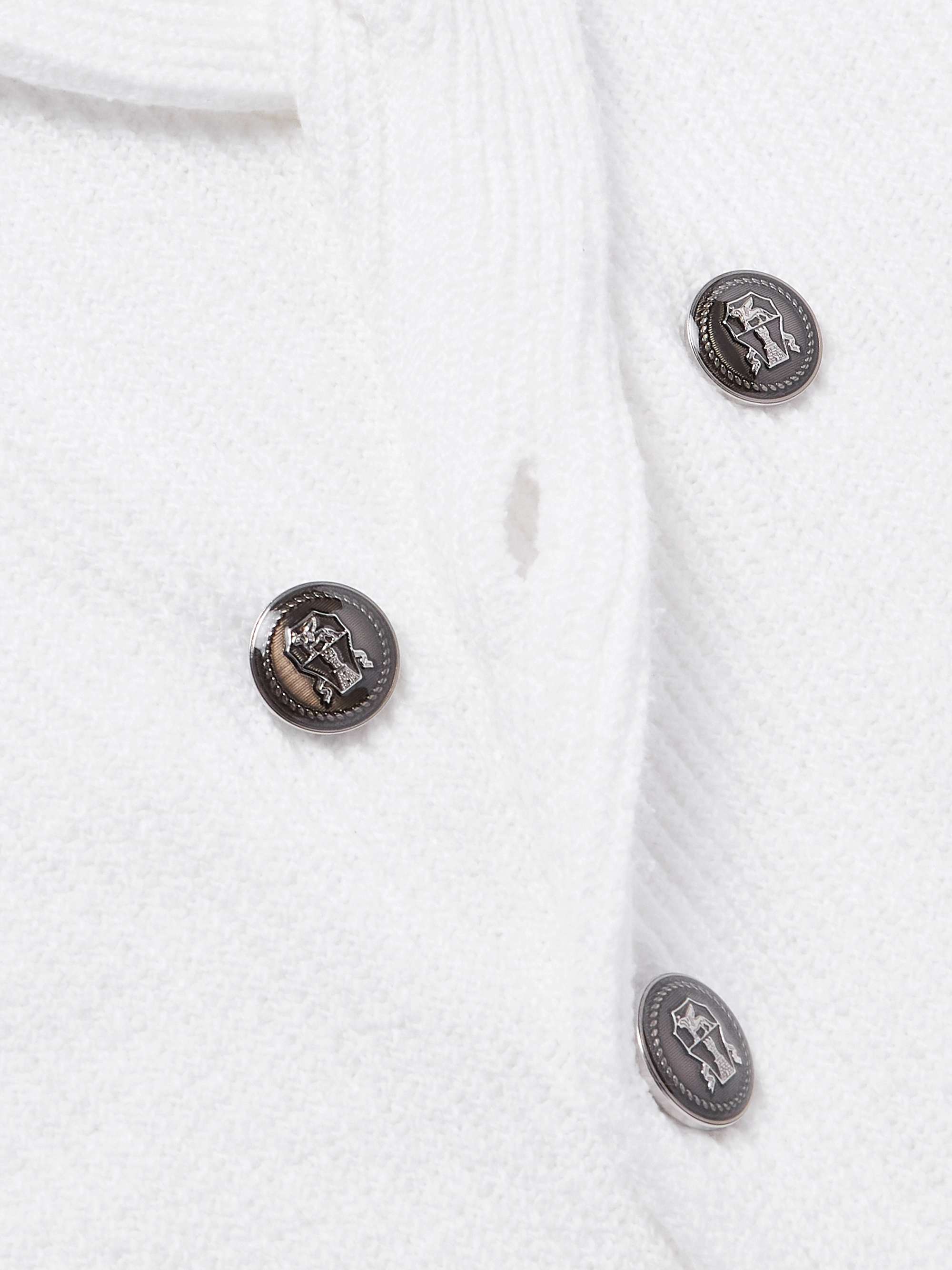 Shawl-Collar Double-Breasted Ribbed Cotton Cardigan view