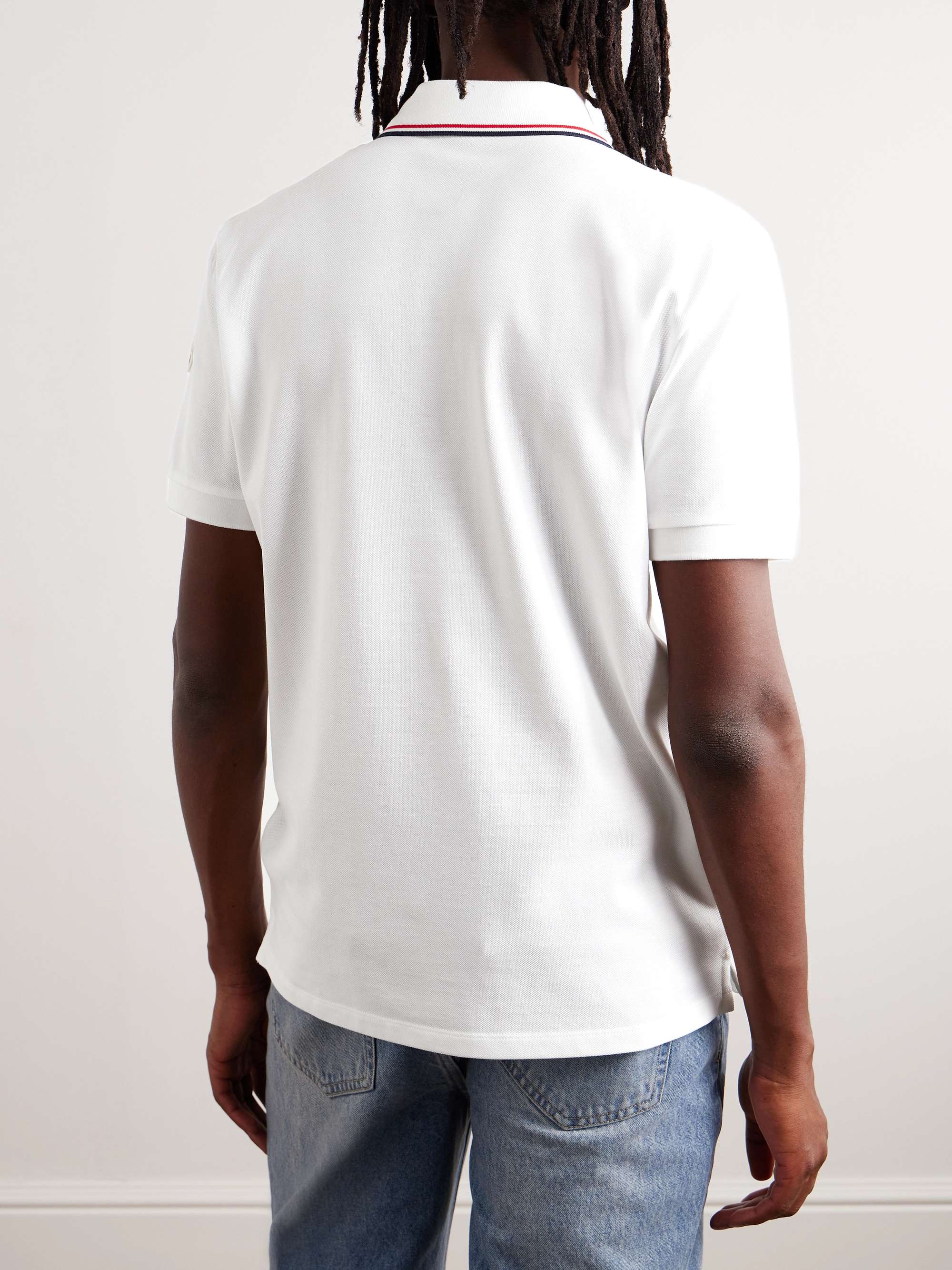 Logo-Embossed Contrast-Tipped Cotton-Piqué Polo Shirt view